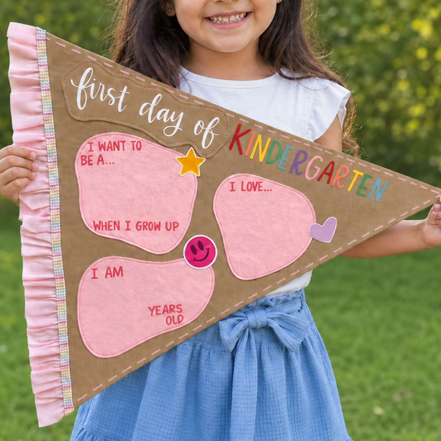 Personalized Paper First Day of School Pennant Flag with Name Back Room Decor for Kids