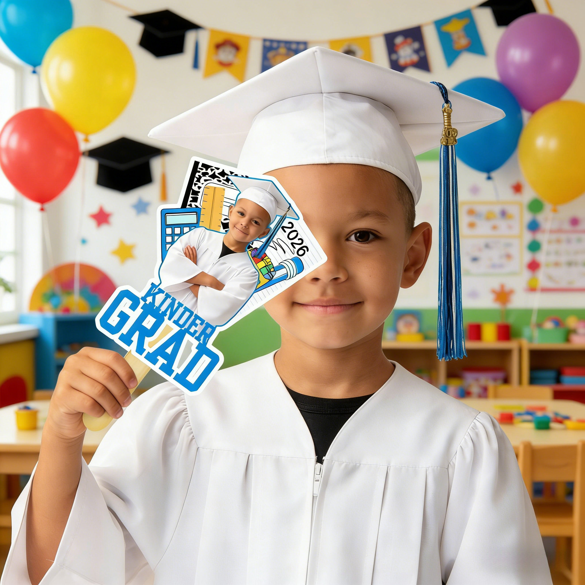 Personalized Pre-K Graduation Fan | Custom Photo & Name Kindergarten Graduation Gift for Kids, 2026 Preschool Grad Party Favors