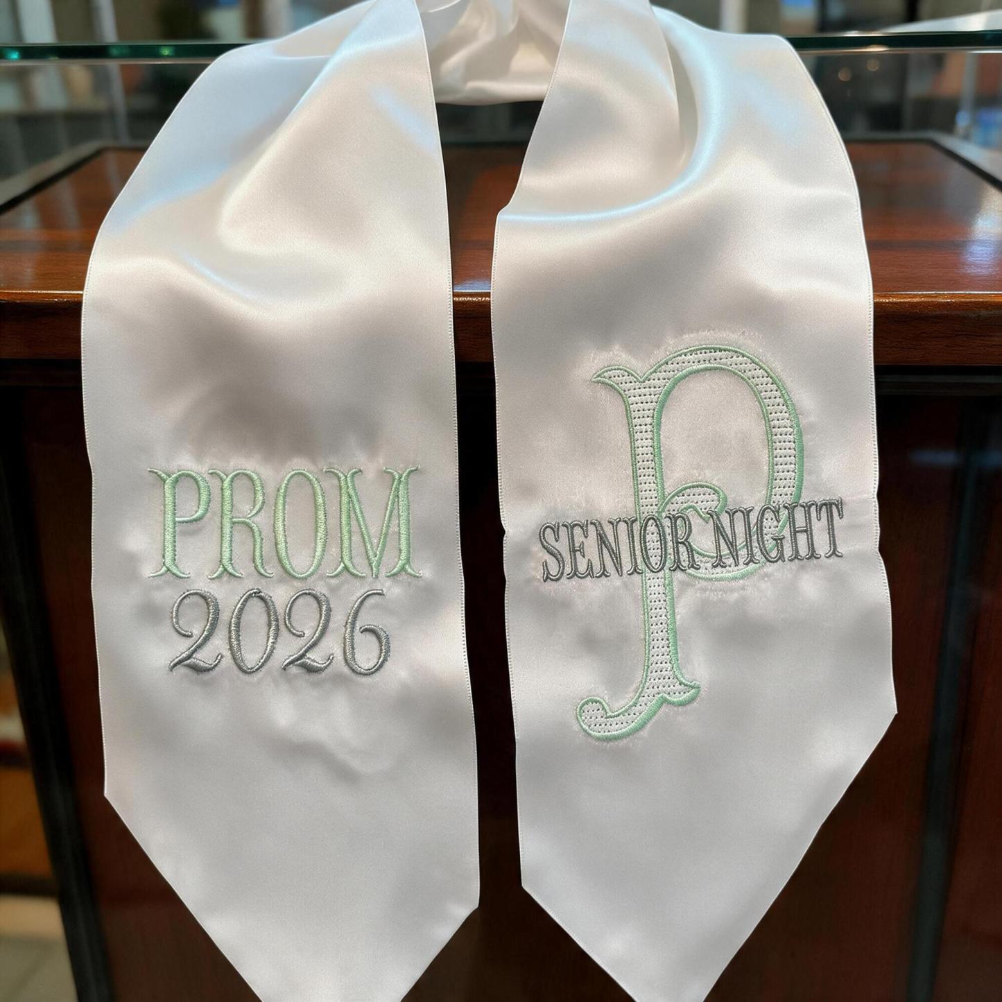 Personalized Embroidered Satin Homecoming Bouquet Sash with Custom Year and Text, HOCO Dance Keepsake