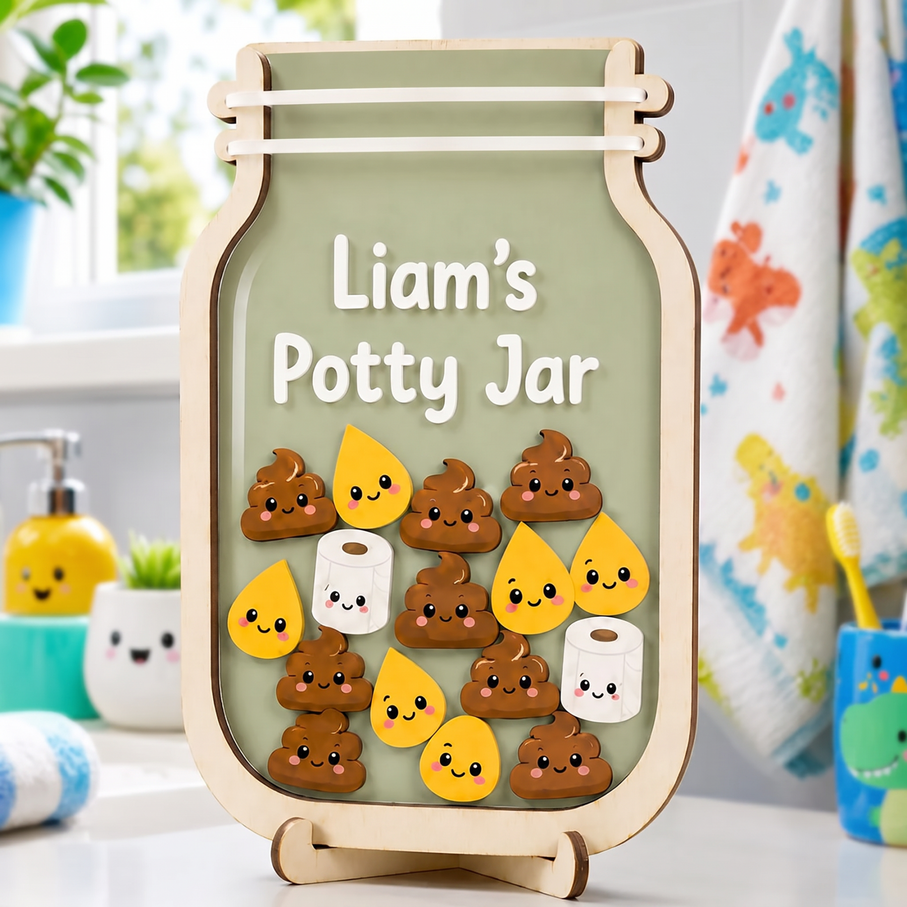 Personalized Wooden Potty Training Reward Jar with Name and Color Toddler Milestone Gift for Parents