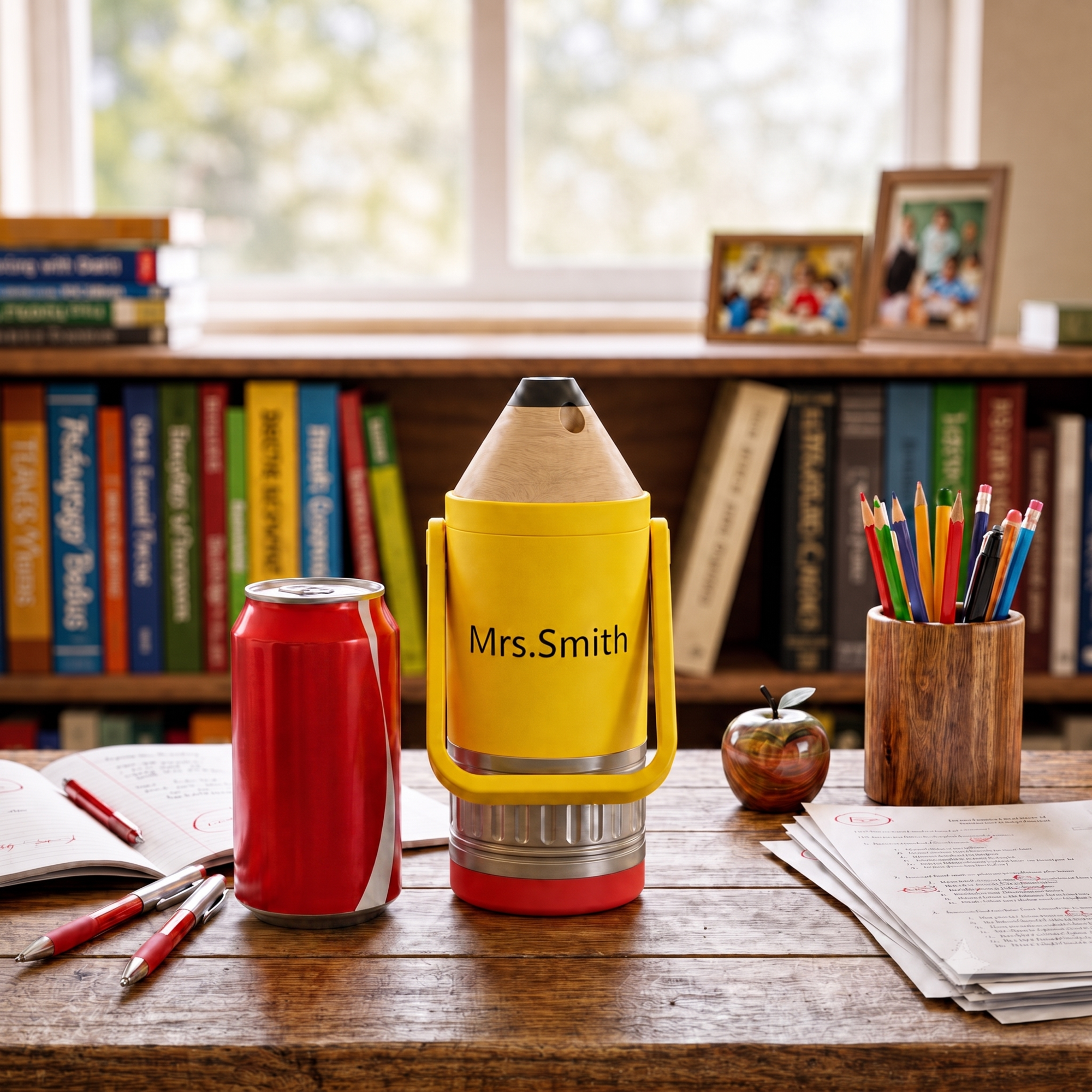 Pencil Can Cooler with Screw Lid Multiple Sizes Teacher Desk Gift