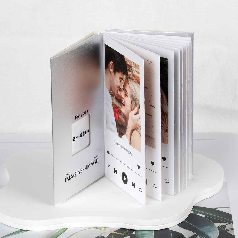 Personalized Mini Photo Album – iPod Music Player Style Pocket Book, 16 Custom Photos, Gift for Him, Her, or Couples