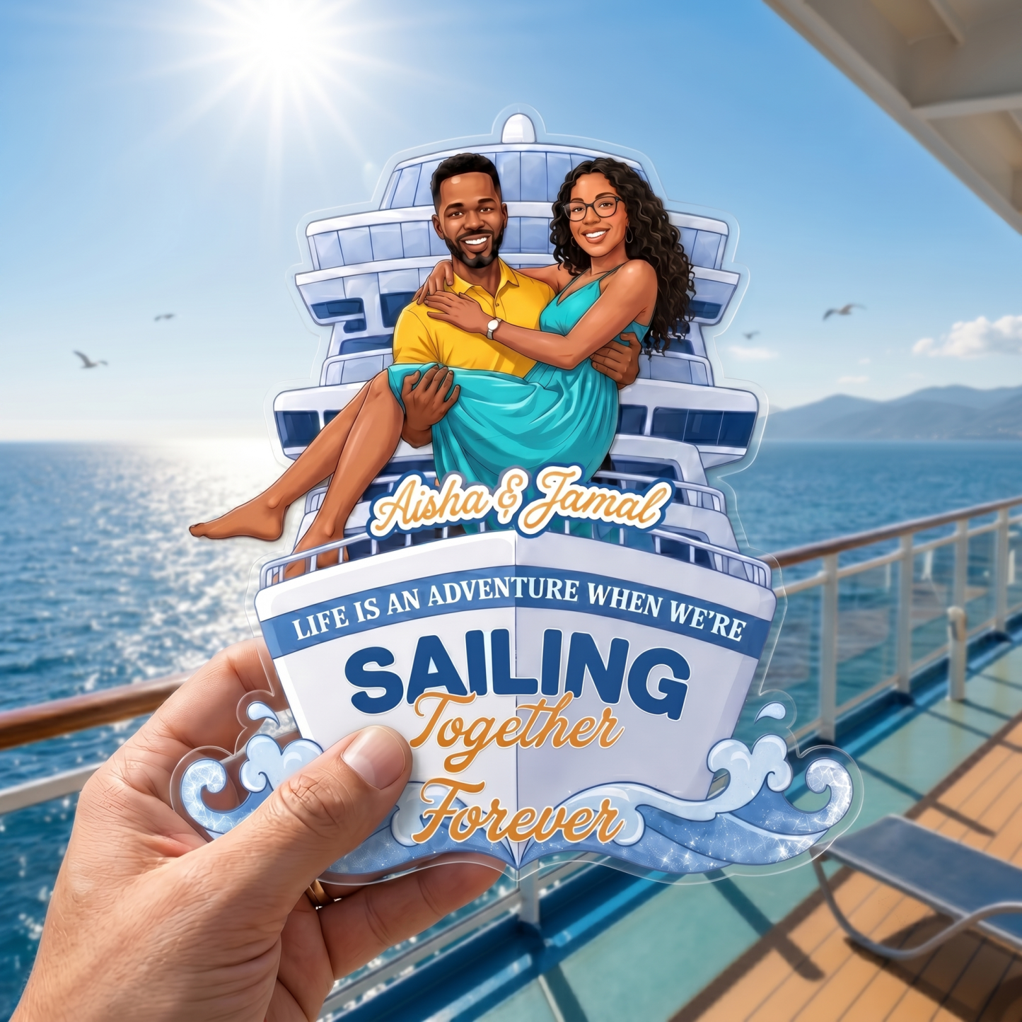 Personalized Vinyl Cruise Door Photo Magnet with Photo and Custom Message Vacation Gift for Couples
