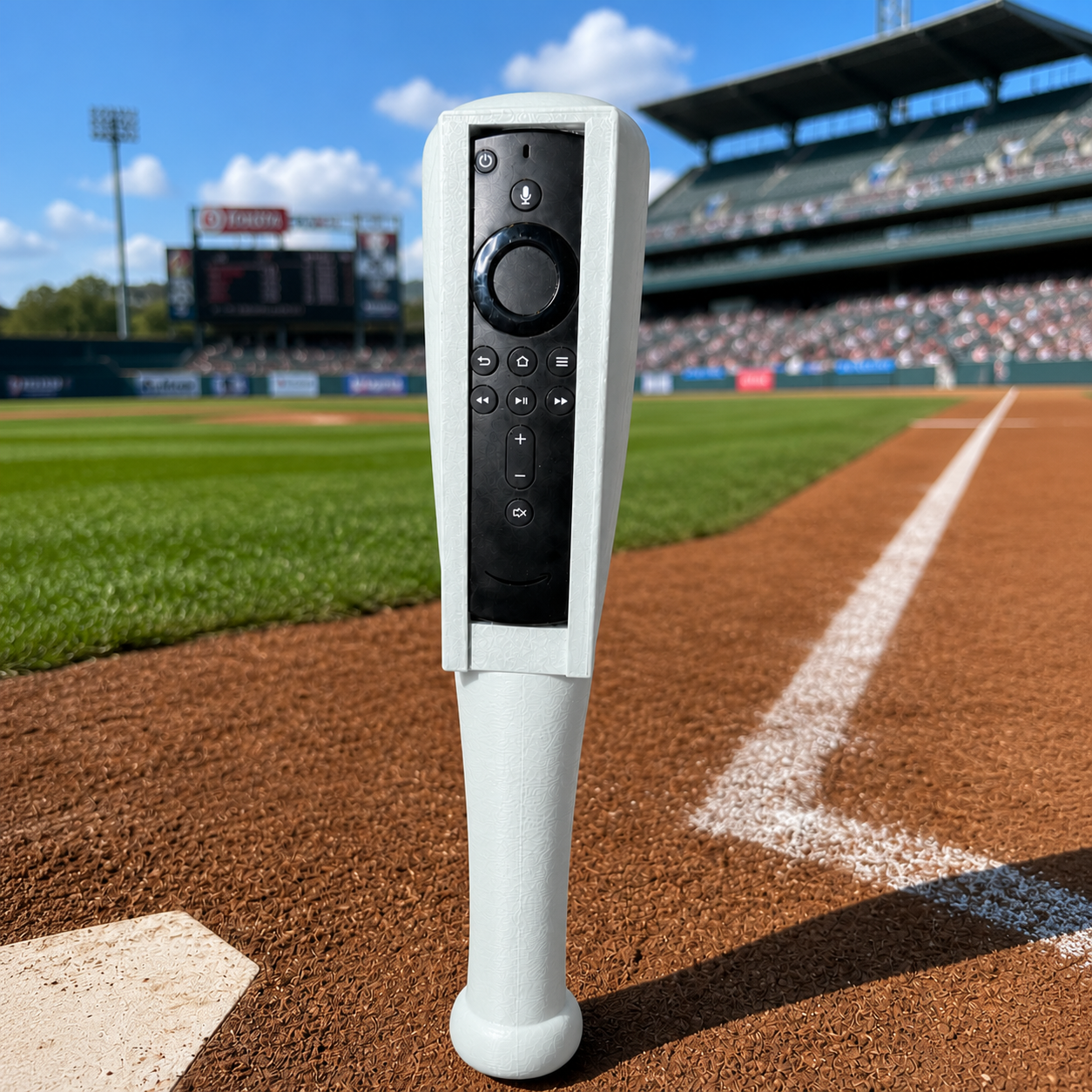 Blue and White Baseball Bat Fire TV Remote Holder for Short and Long Remotes Sports Fan Desk Gift