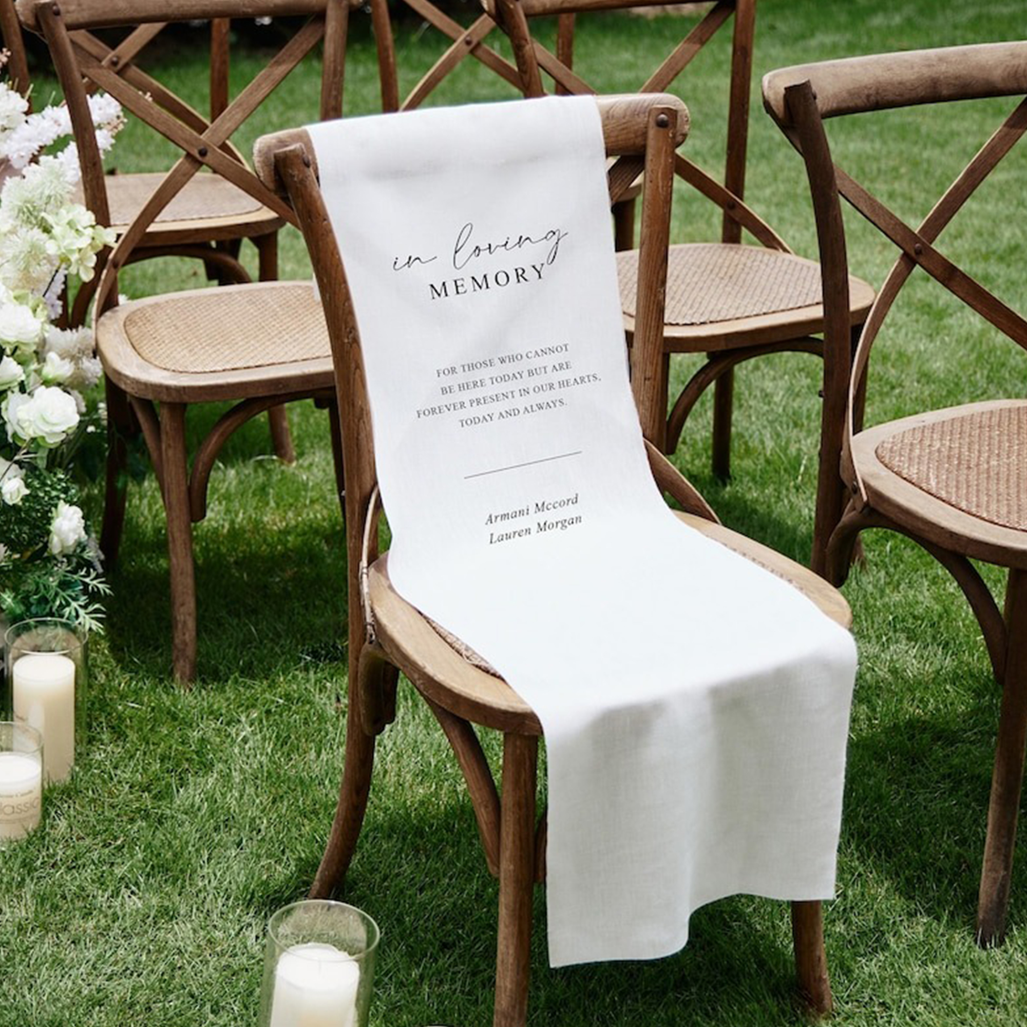 Custom Loving Memory Line Chair Banner, Wedding Sign, Wedding Decor, Remembrance Ceremony Decoration