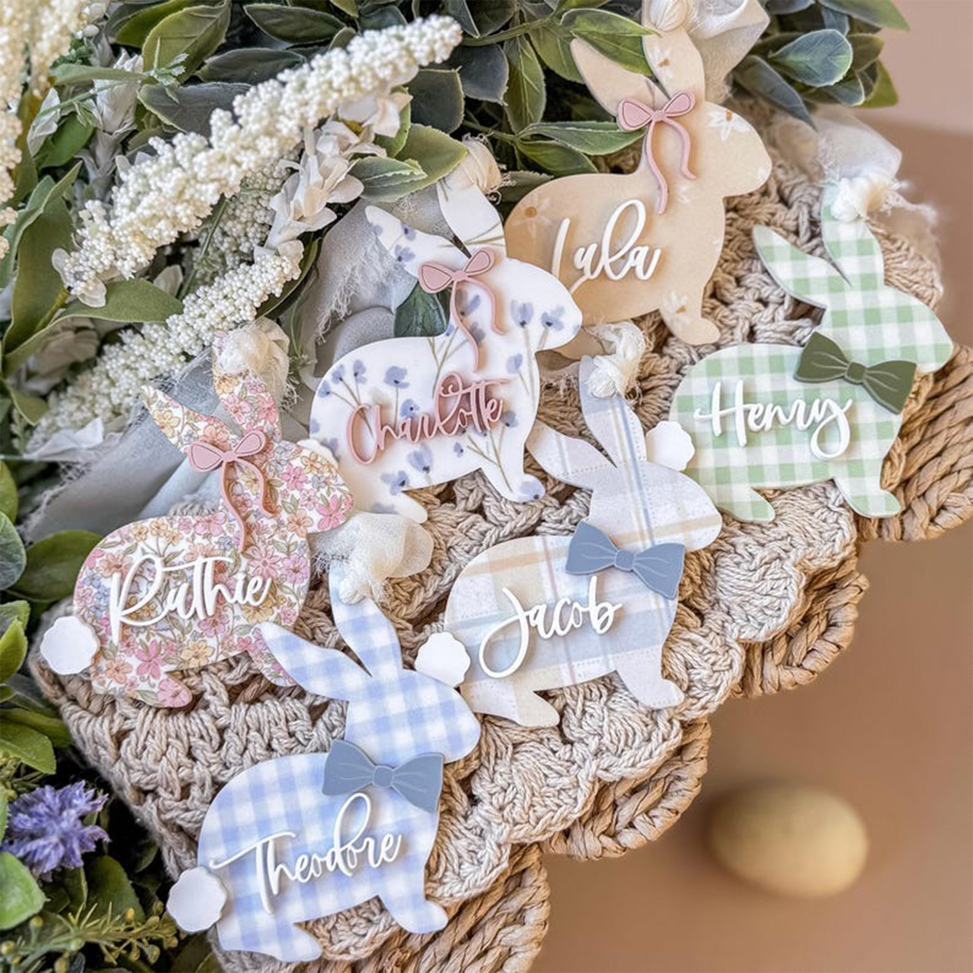 Personalized Name Easter Basket Tag, Bunny Easter Basket Tag, Easter Basket Bows, Easter Decor, Easter Gift, Gift for Kid