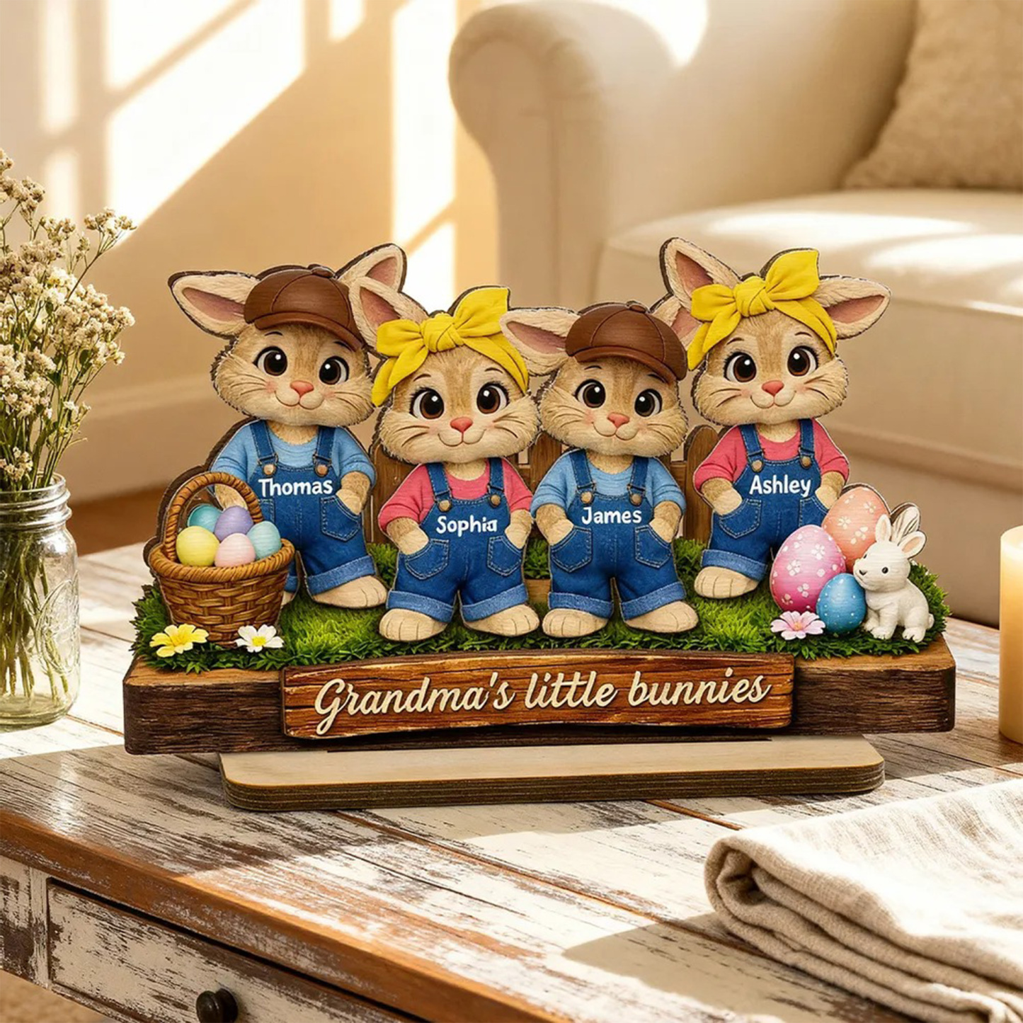 Customized Easter Wooden Plaque, Grandma's Little Bunnies, Gift for Grandma