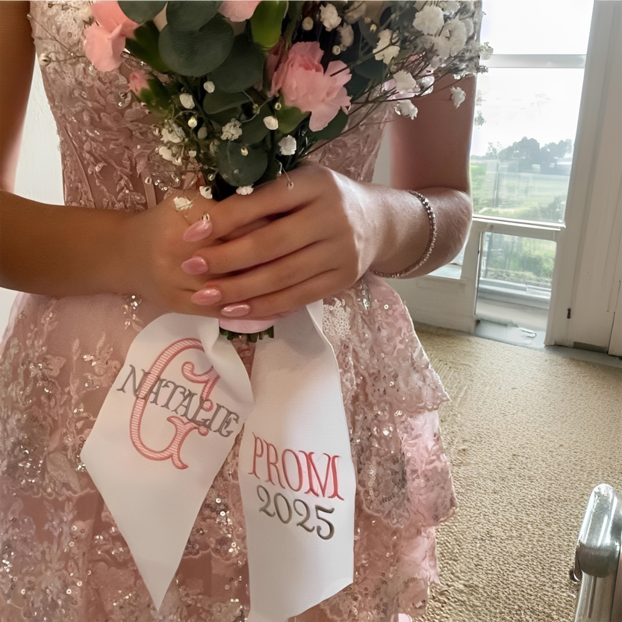 Personalized Embroidered Satin Bouquet Sash, Graduation Gift, Class of 2026