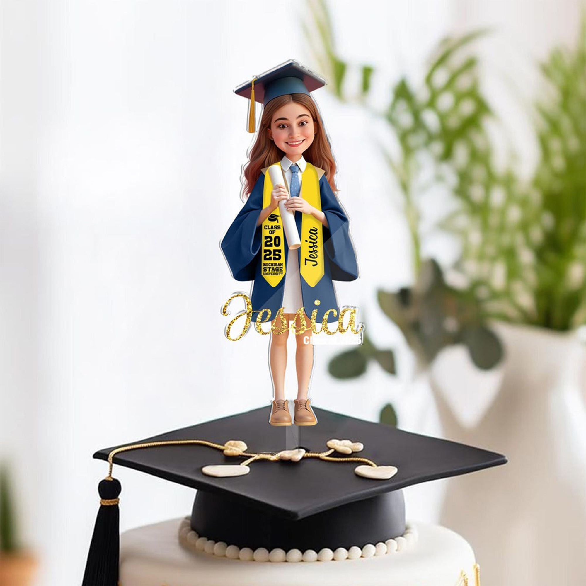 Personalized Face Graduation Cake Topper/Tray, Class of 2026, Gift for Graduate, Graduation Gift