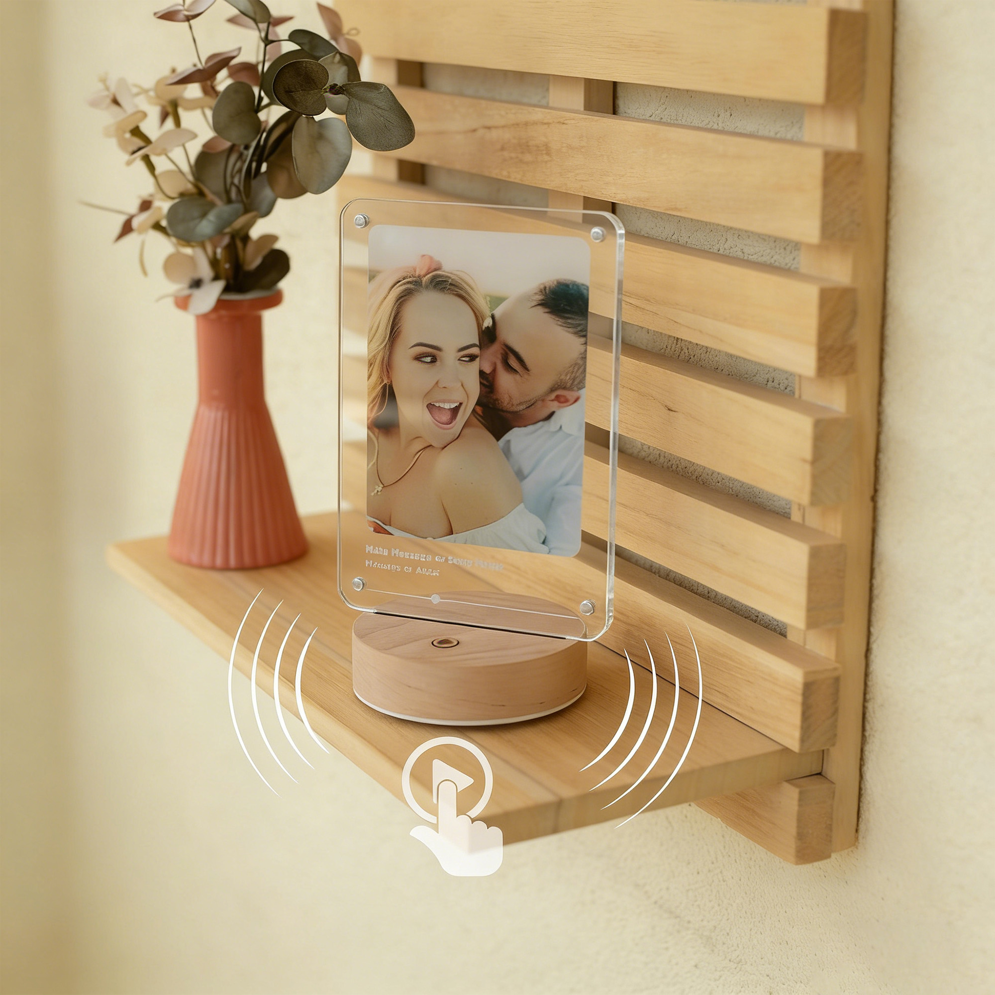 Personalized Music & Photo Led Night Light Plaque, One-Click Play, Home Decor, Anniversary/Birthday/Valentine's Day Gift