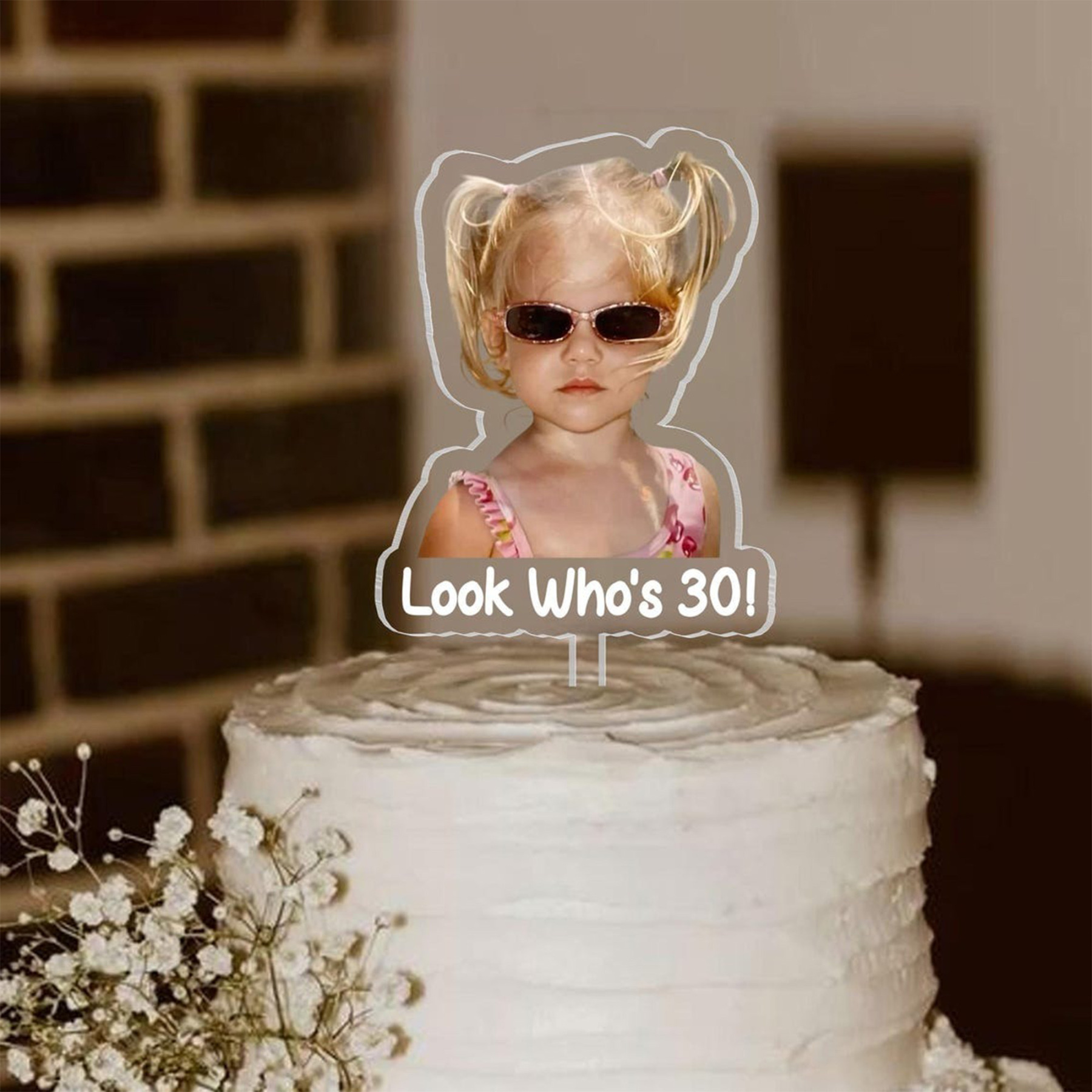 Custom Retro Photo Acrylic Cake Topper, Vintage Cake Topper, Personalized Photo Cake Topper, Birthday Party Favor