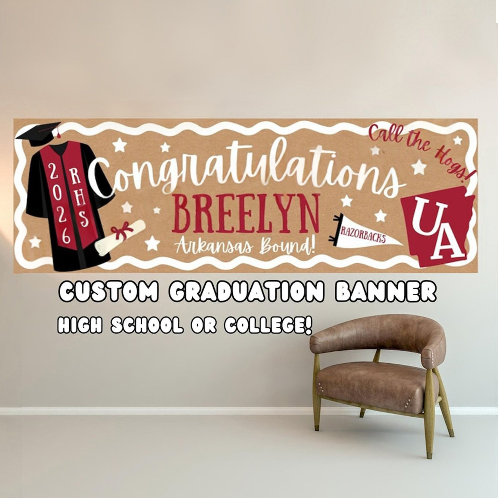 Personalized High School/College Graduation Banner, Graduation Banner, Graduation Gift, Home Decor