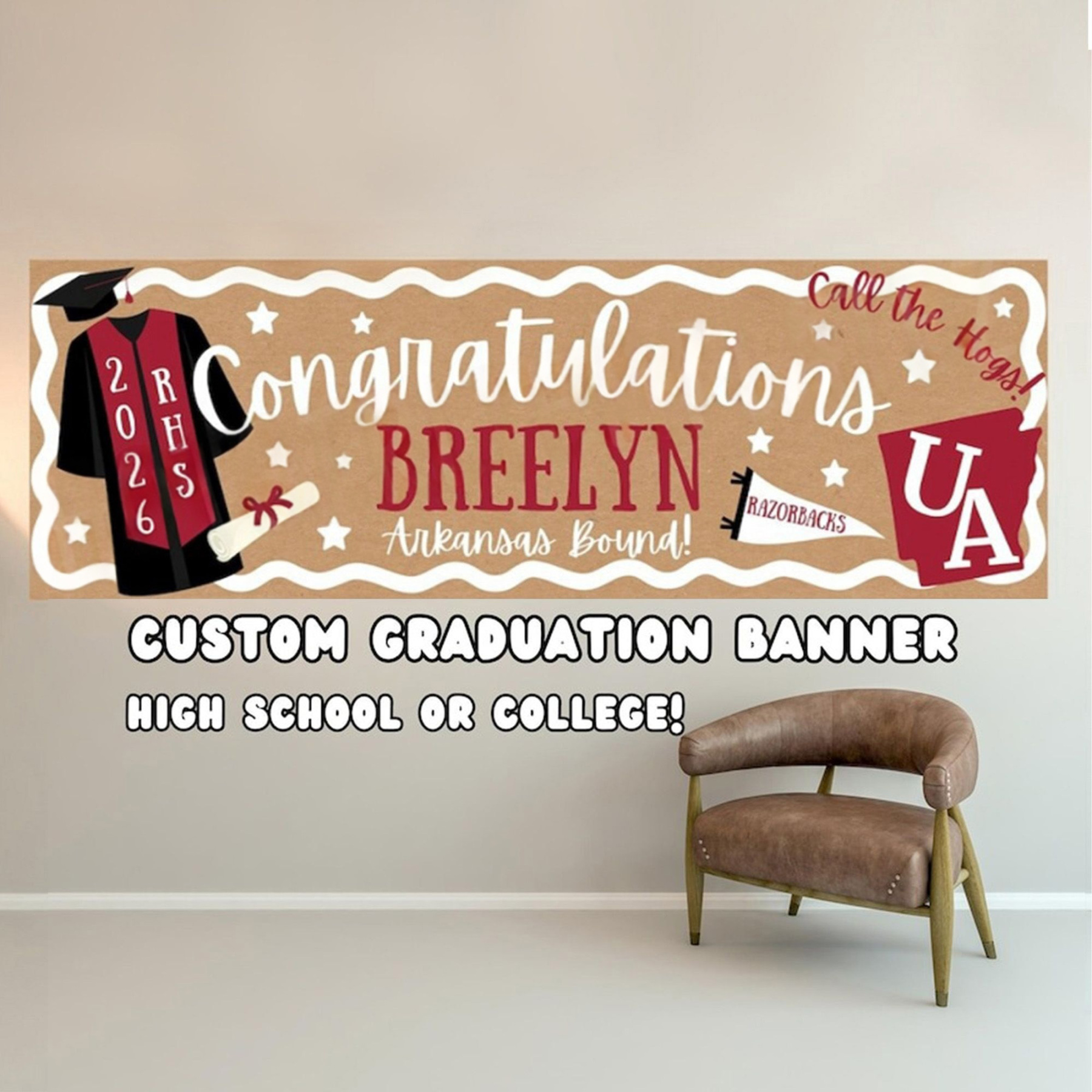 Personalized High School/College Graduation Banner, Graduation Banner, Graduation Gift, Home Decor