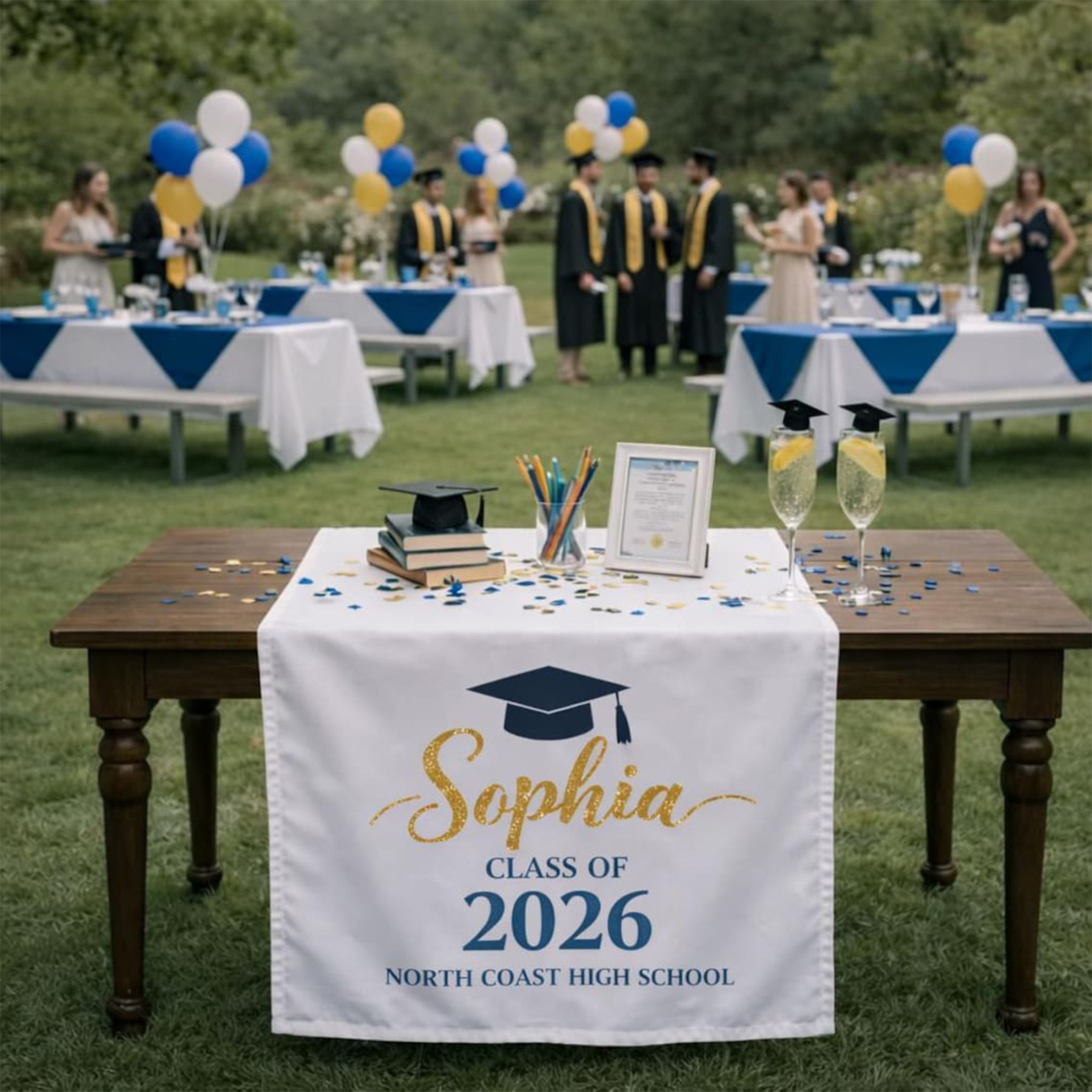 Class of 2026, Personalized Name Graduation Table Runner, Custom Name Table Runner, Graduation Party Favor