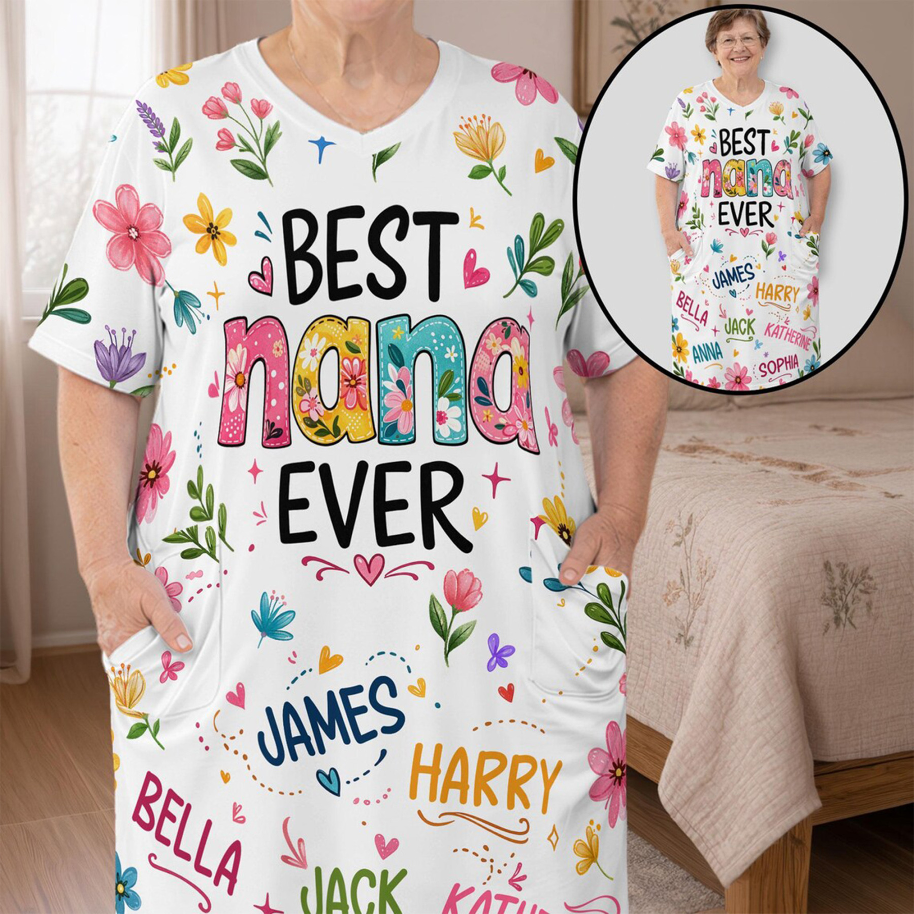 Personalized Grandkid's Name Dress for Grandma, Mother's Day Gift, Women's Dress, Mom Gift from Daughter, Gift for Grandma