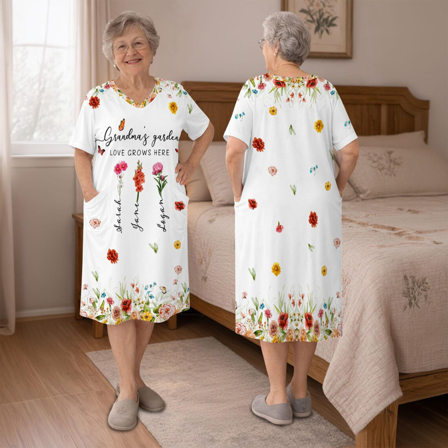 Personalized Birth Flower&Name Grandma's Garden Dress, Grandma Gift, Gift for Grandma, Mother's Day Gift