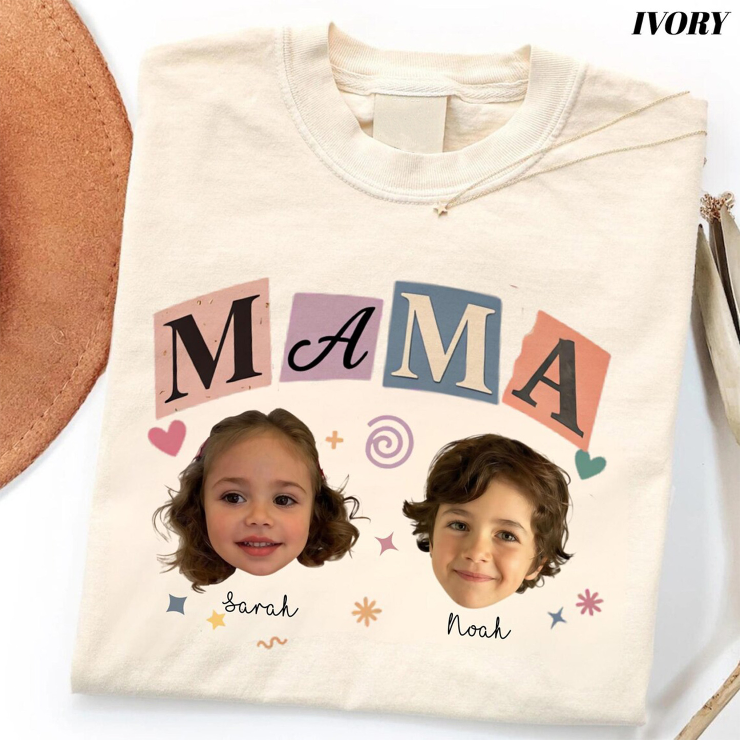 Personalized Baby Faces Photo Shirt with Names, Custom Photo Mama Shirt, Mama Gift, Mother's Day Gift 