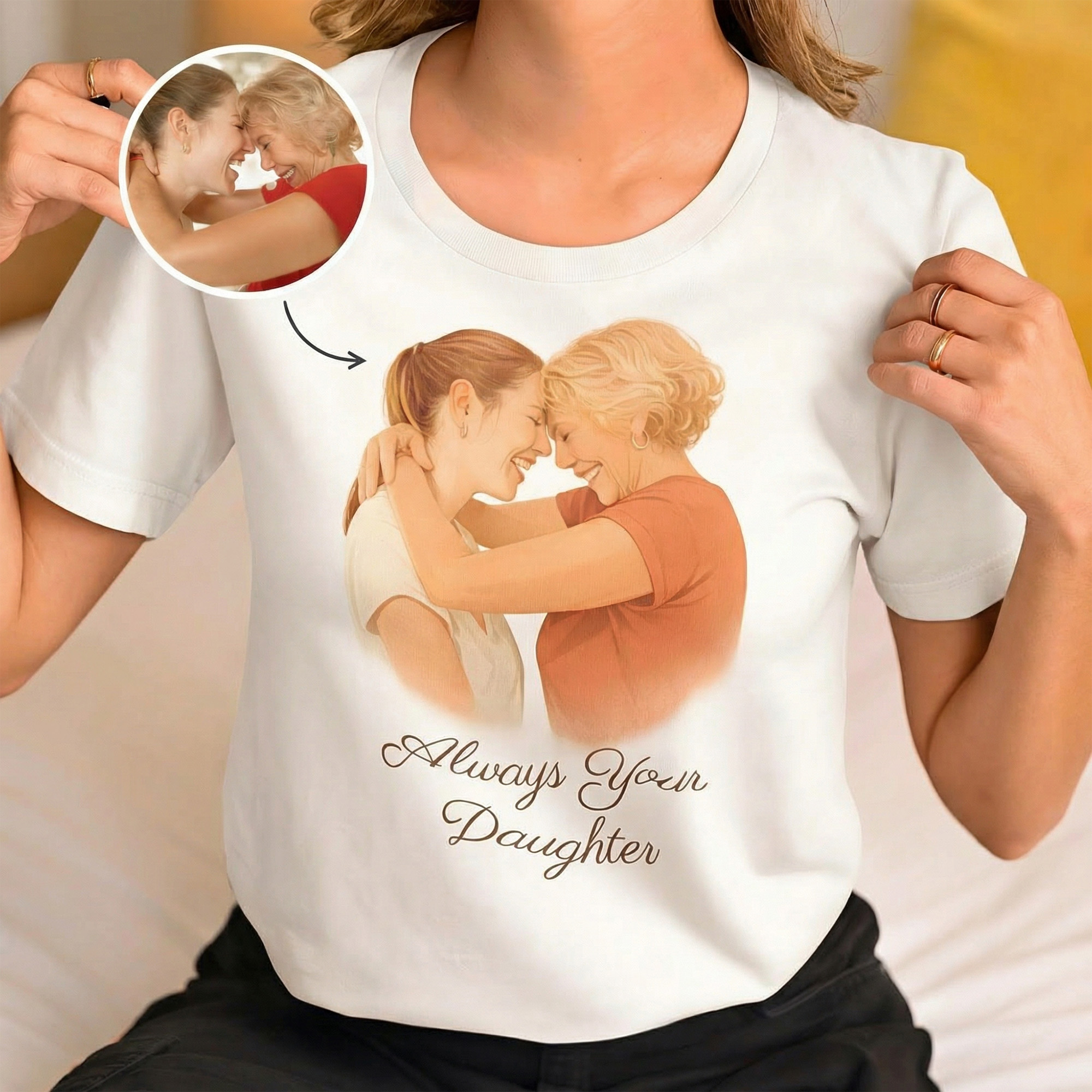 Personalized Photo Portrait Tshirt, Gift for Daughter, Mother's Day Gift, Mama Gift, Family Keepsake