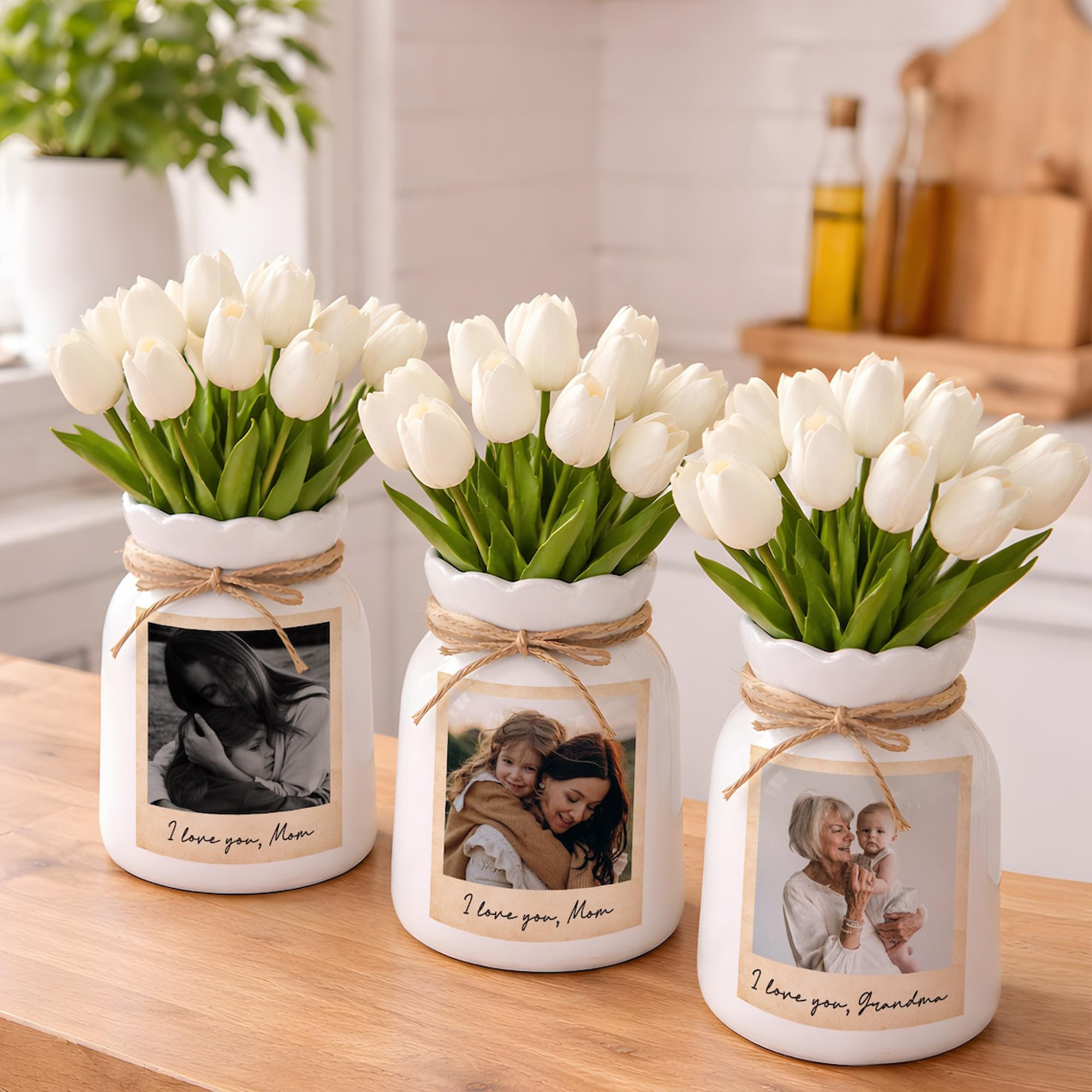 Custom Photo Vase, Personalized Photo Flower Vase, Home Decor, Gift from Daughter, Birthday/Mother's Day Gift