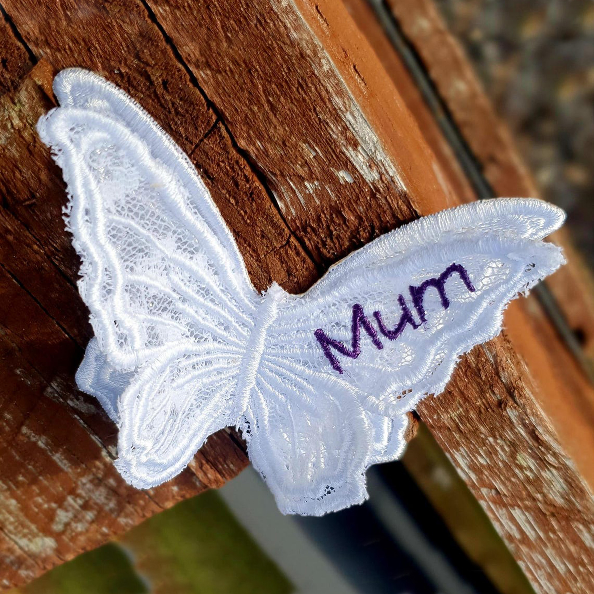 Personalized Embroidered Text Butterfly Patch, Sew-On Applique Butterflies, Elegant Keepsake, Something Blue, Wedding Gift