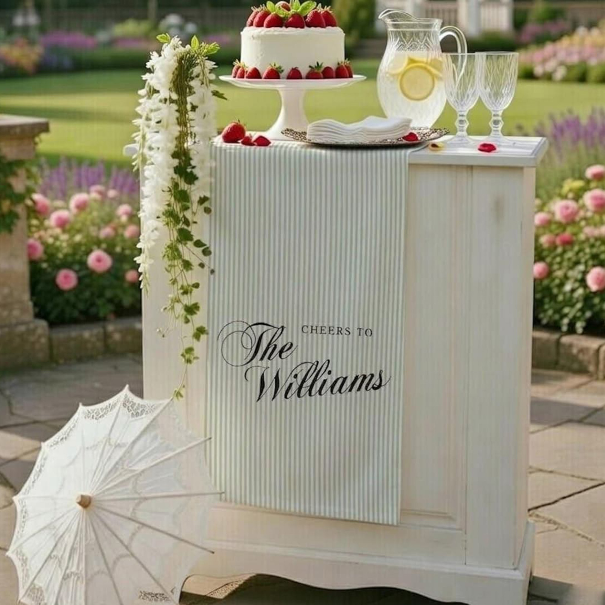 Custom Linen Striped Sign, Personalized Name Wedding Sign, Birthday/Anniversary/Wedding Decor
