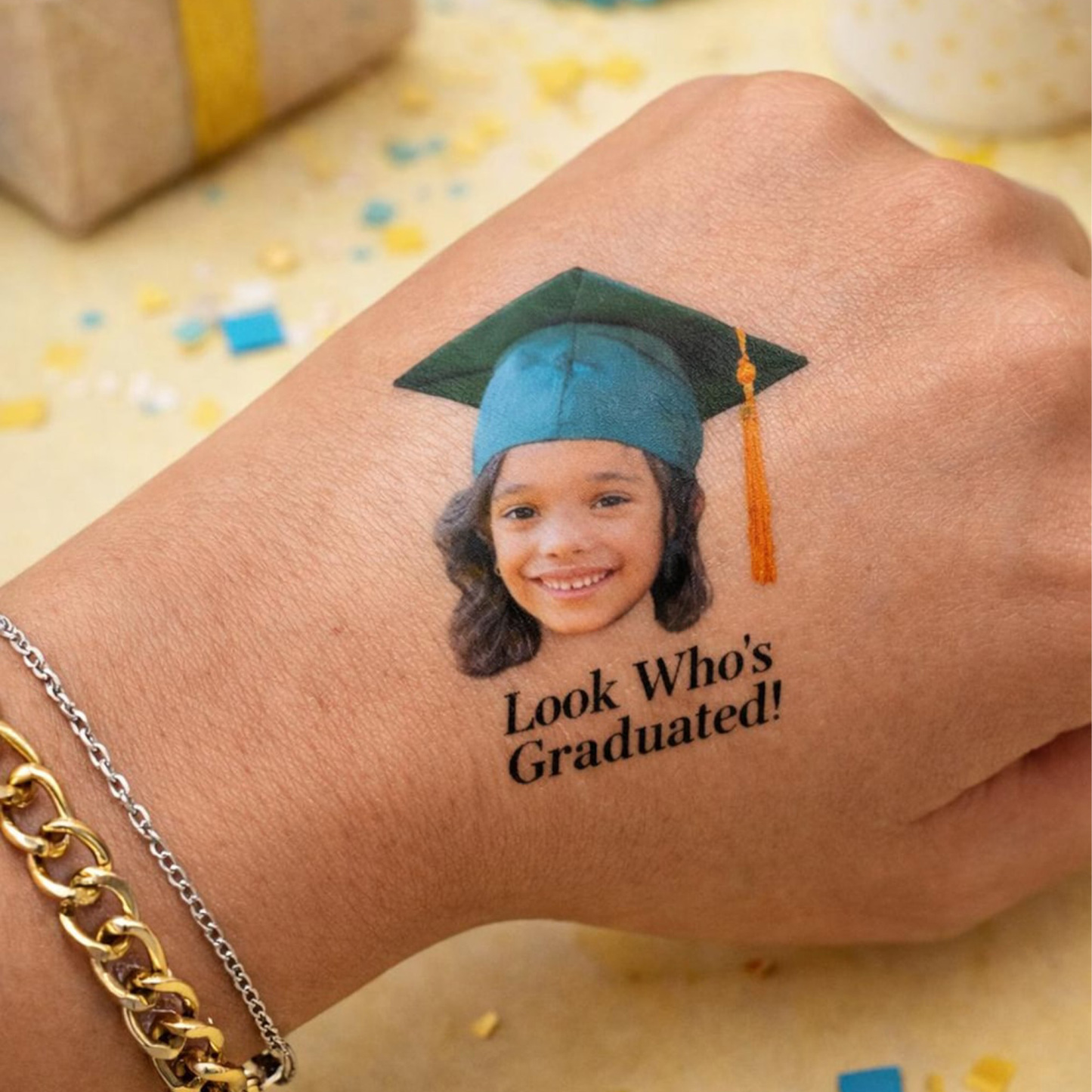 (Sold at 5pcs)Personalized Face Graduation Photo Temporary Tattoos, Class of 2026, Graduation Party Favor