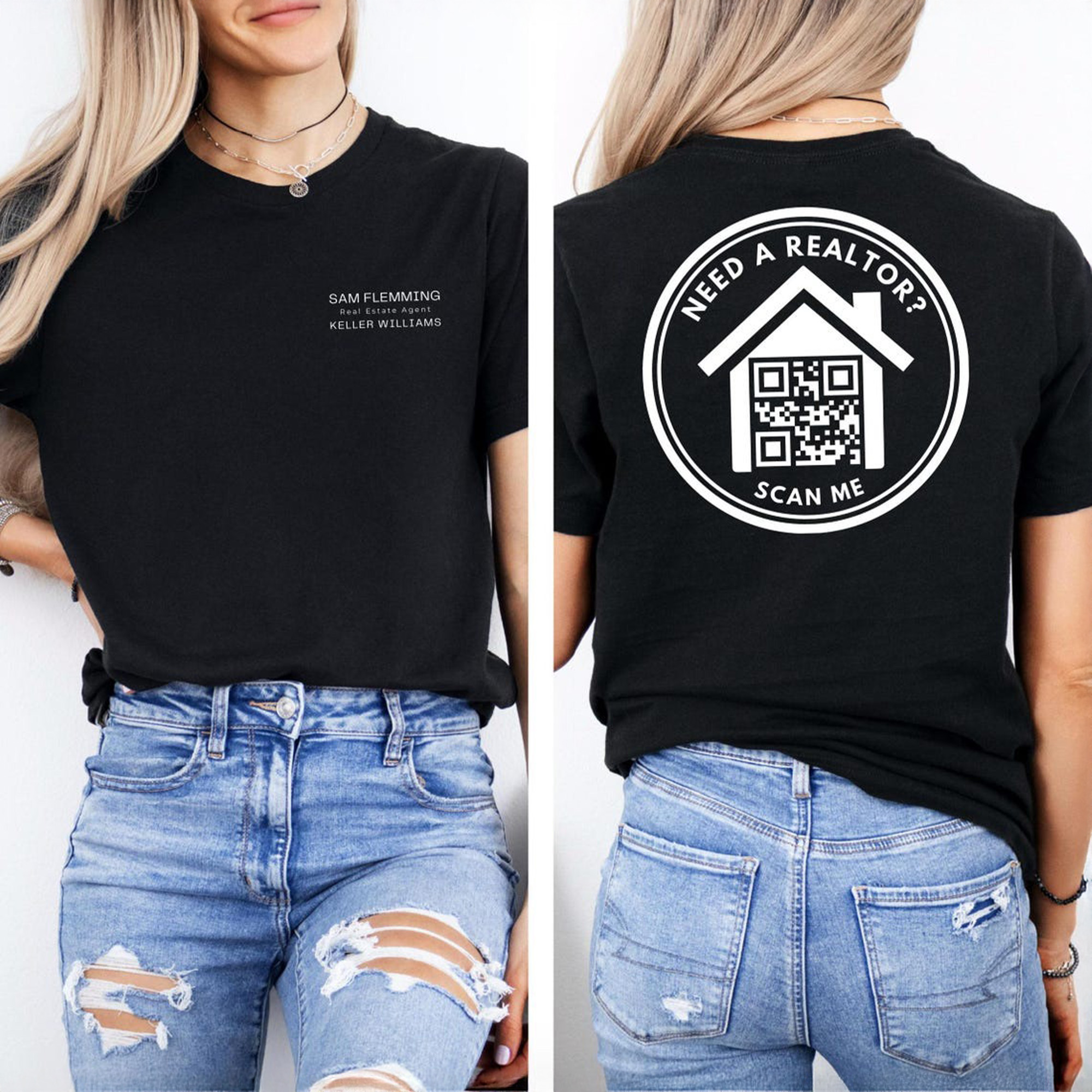 Custom Realtor QR Code Shirt, Men’s Woman’s Unisex, Bella Canvas, Real Estate Agent, Realtor, Business, Team, Apparel, Any Brokerage