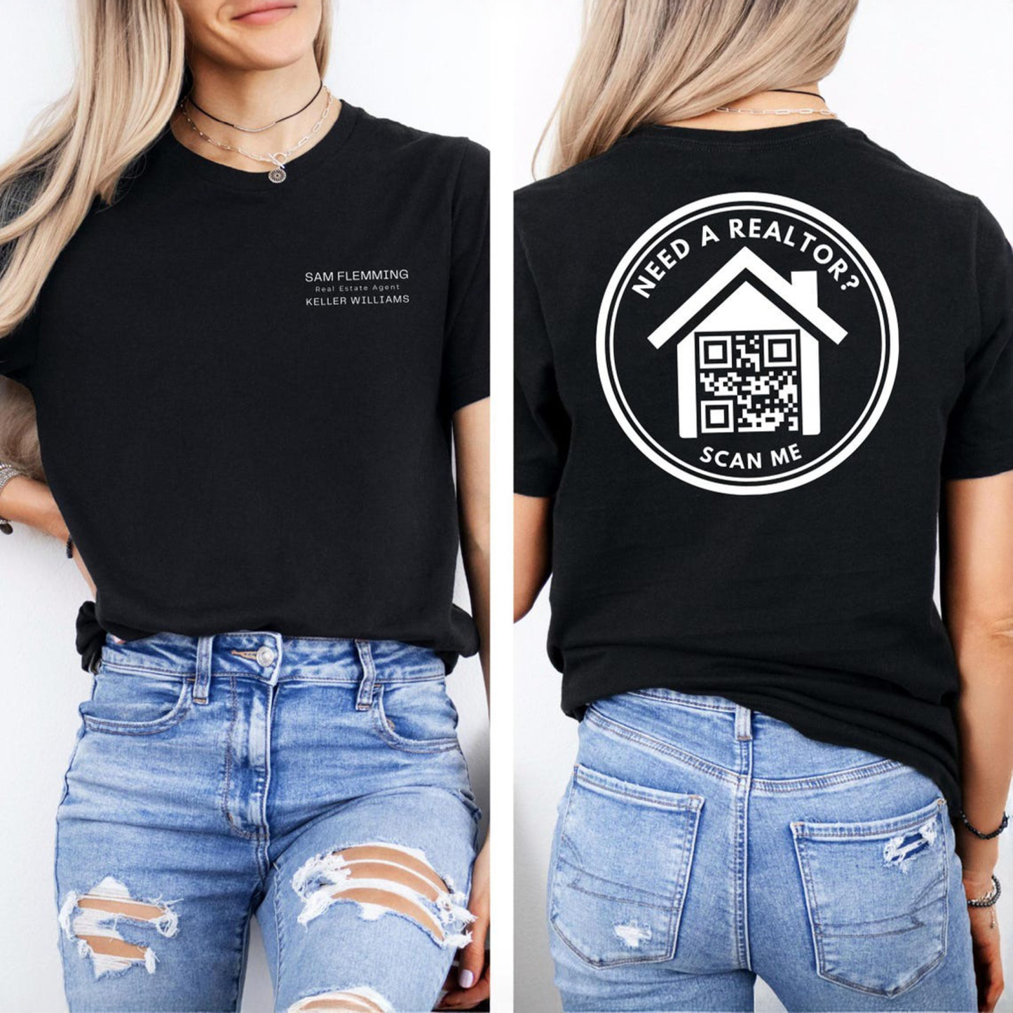 Custom Realtor QR Code Shirt, Men’s Woman’s Unisex, Bella Canvas, Real Estate Agent, Realtor, Business, Team, Apparel, Any Brokerage