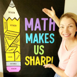 Math Classroom Door Design, Decoration to Hang, Math Makes Us Sharp with Polygon Pencil