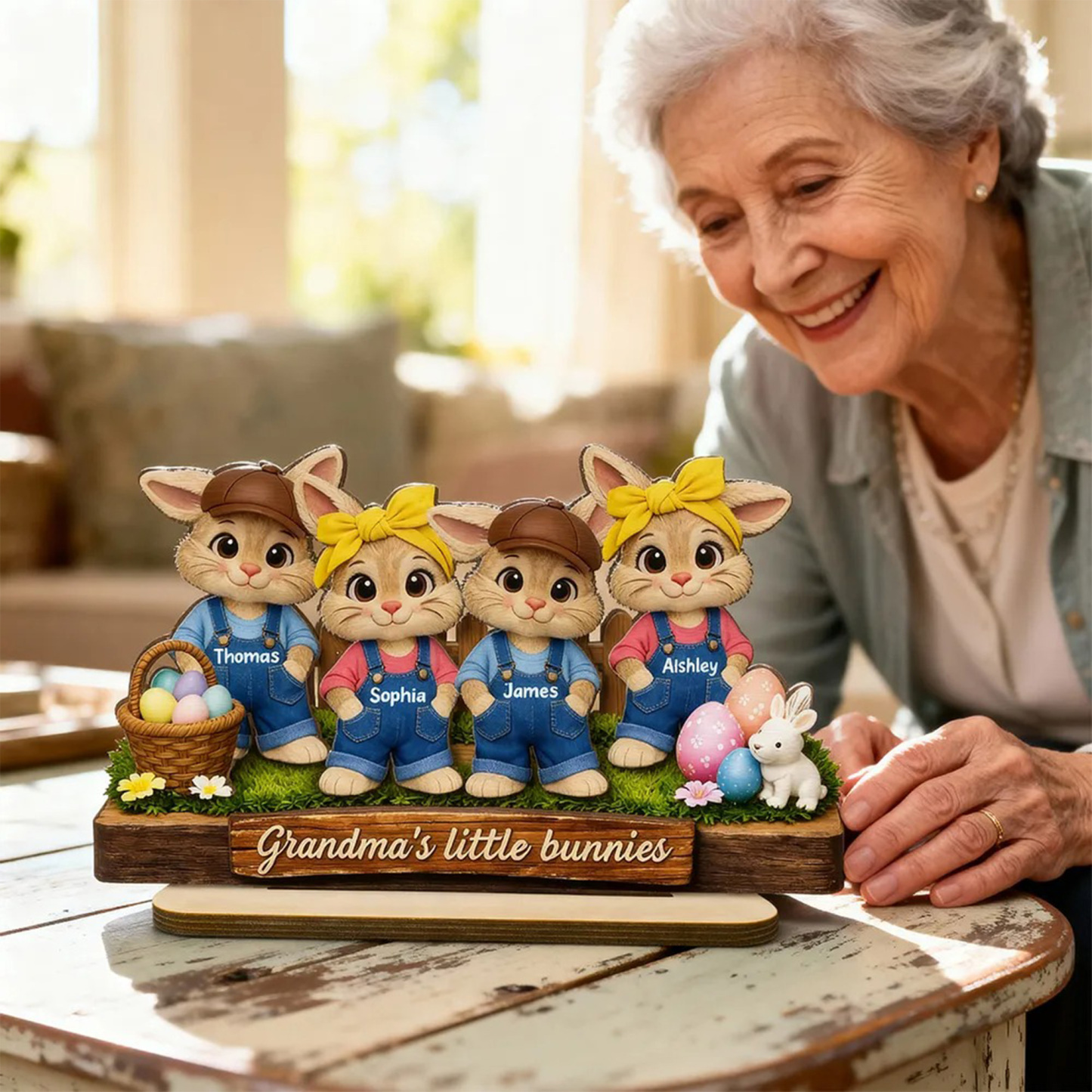 Customized Easter Wooden Plaque, Grandma's Little Bunnies, Gift for Grandma