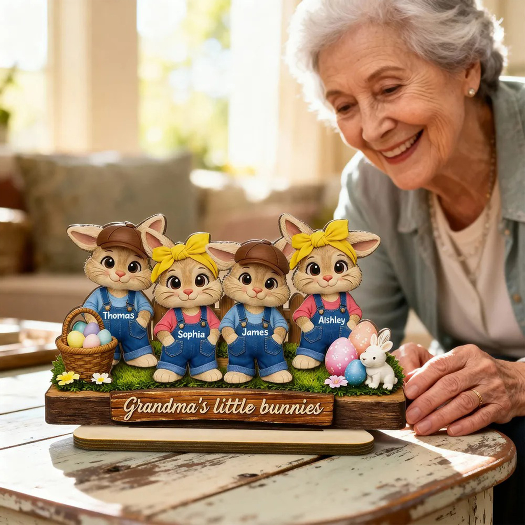 Customized Easter Wooden Plaque, Grandma's Little Bunnies, Gift for Grandma