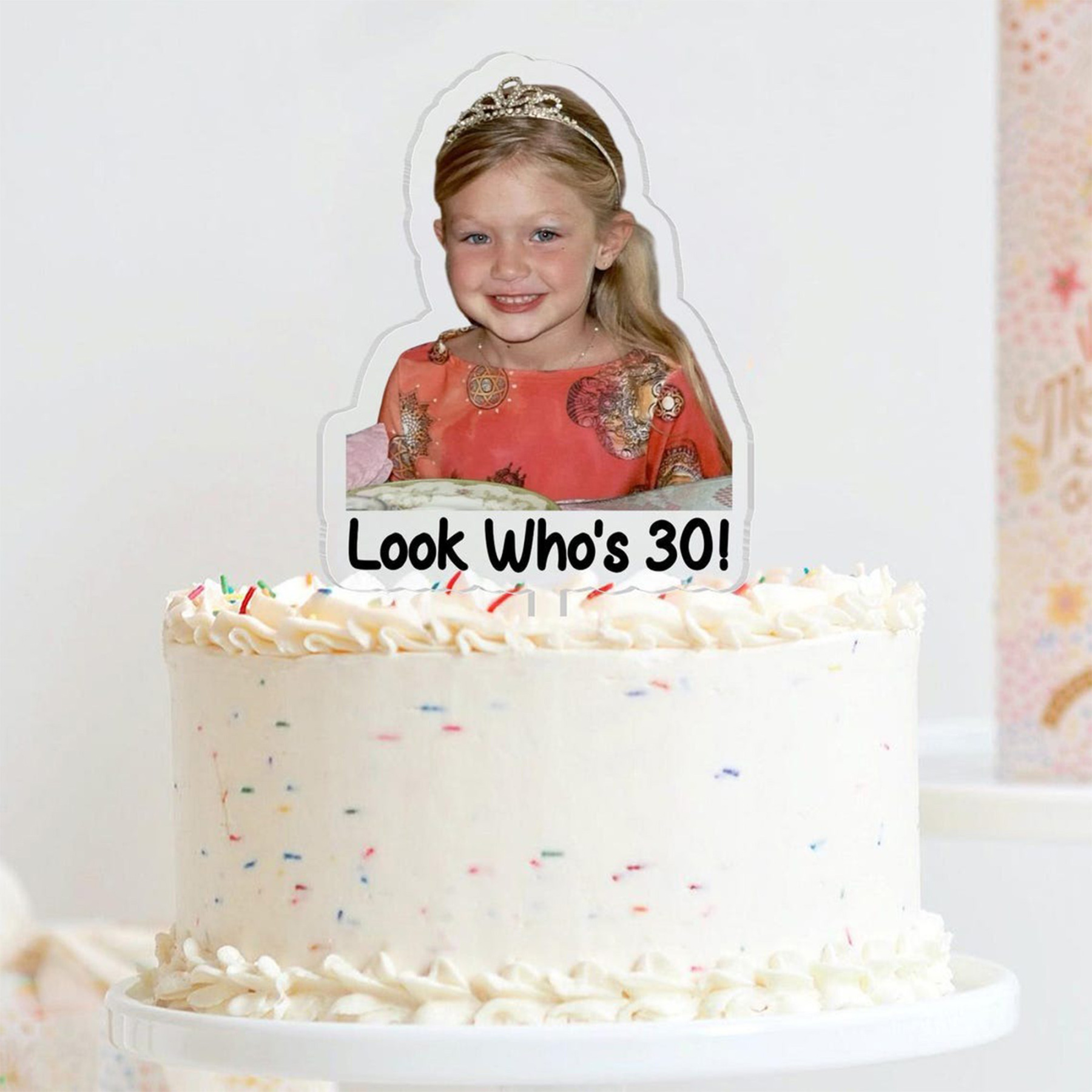 Custom Retro Photo Acrylic Cake Topper, Vintage Cake Topper, Personalized Photo Cake Topper, Birthday Party Favor