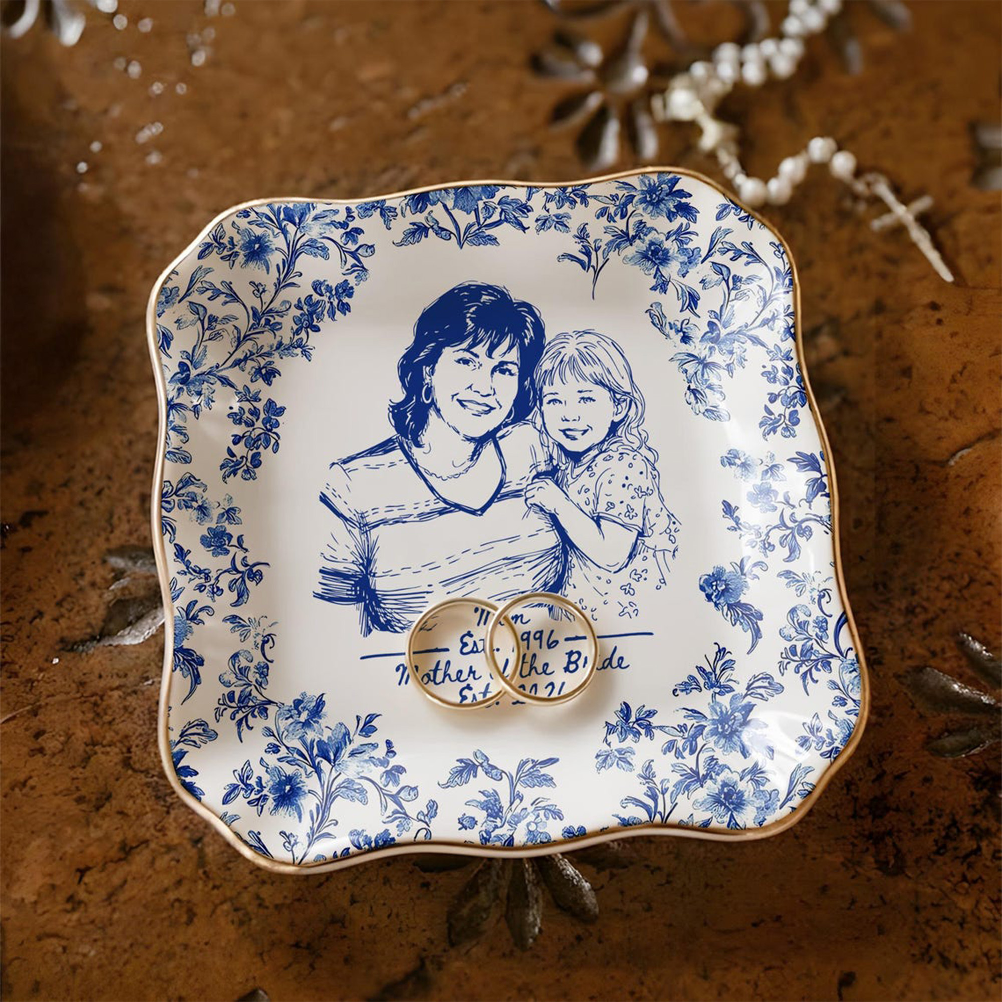 Custom Photo Jewelry Dish, Mother's Day Gift, Personalized Ring Dish, Wedding Gift from Daughter