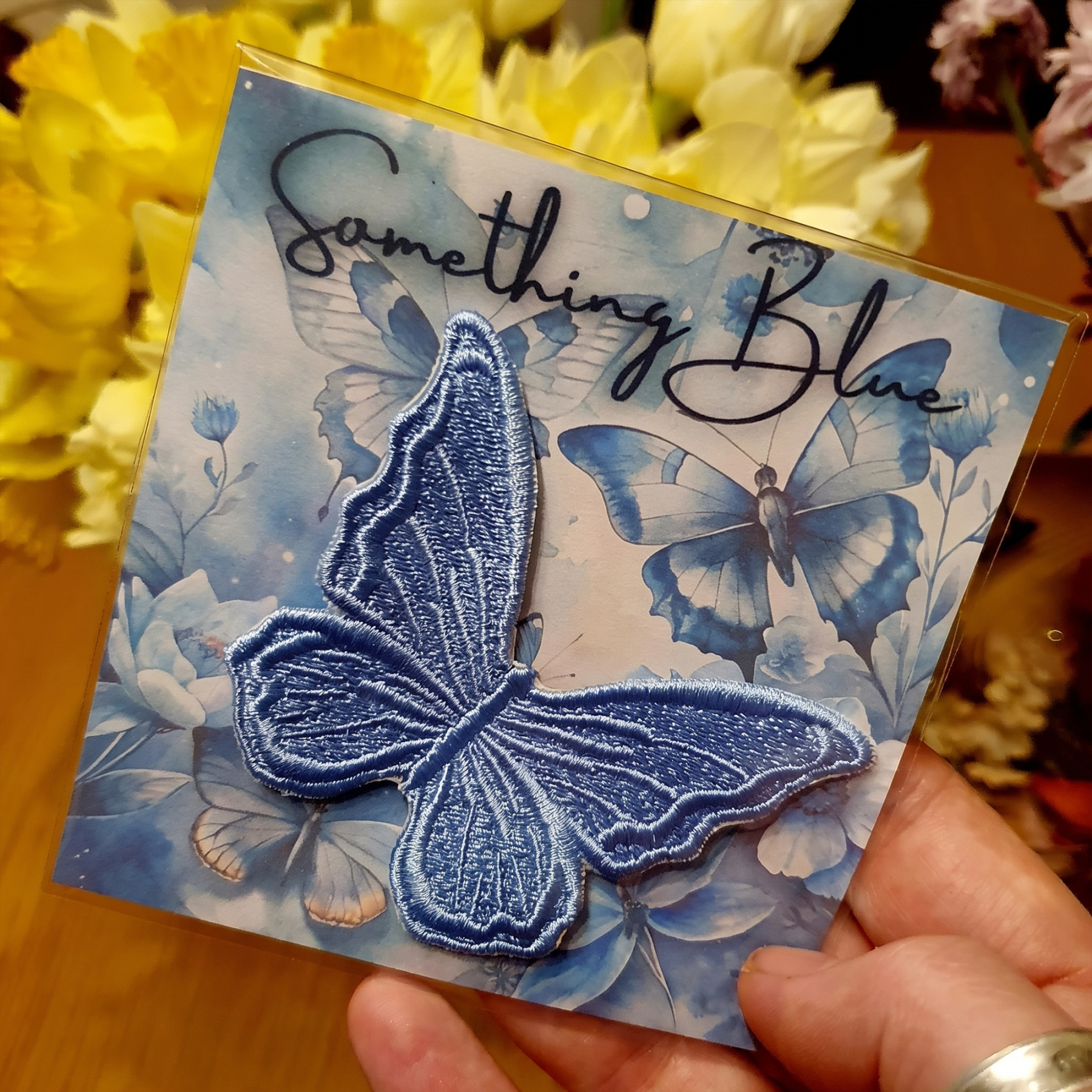 Personalized Embroidered Text Butterfly Patch, Sew-On Applique Butterflies, Elegant Keepsake, Something Blue, Wedding Gift