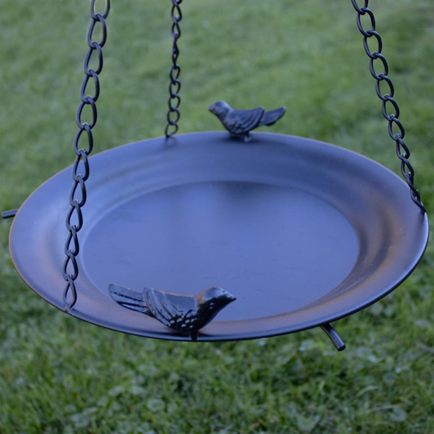Engraved Sympathy Garden Remembrance Gift with Name & Years, Personalized Memorial Bird Bath, Hanging Metal Bowl