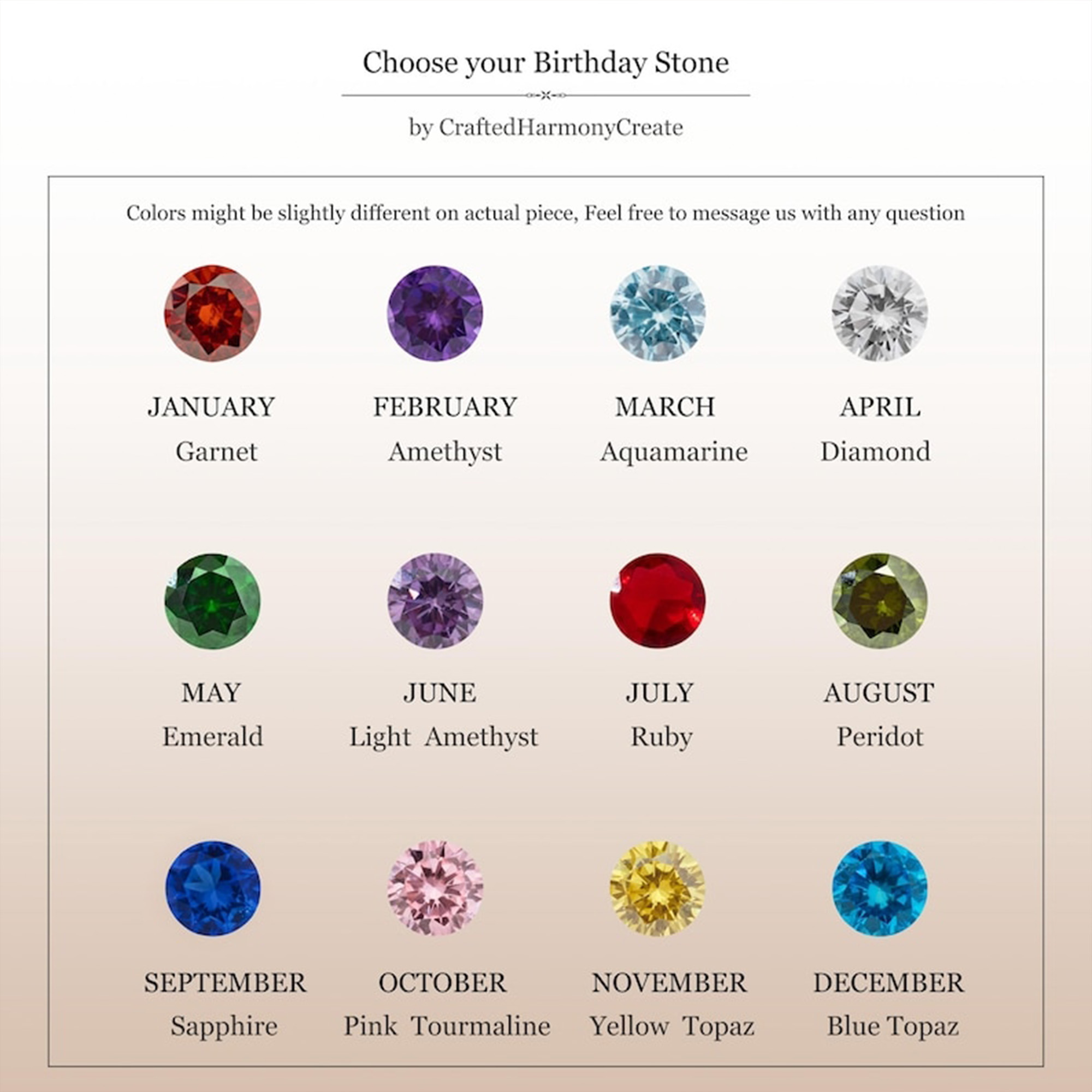 Personalized Family Birthstone Heart Necklace, Multiple Birthstones, Mother’s Day Gift for Her
