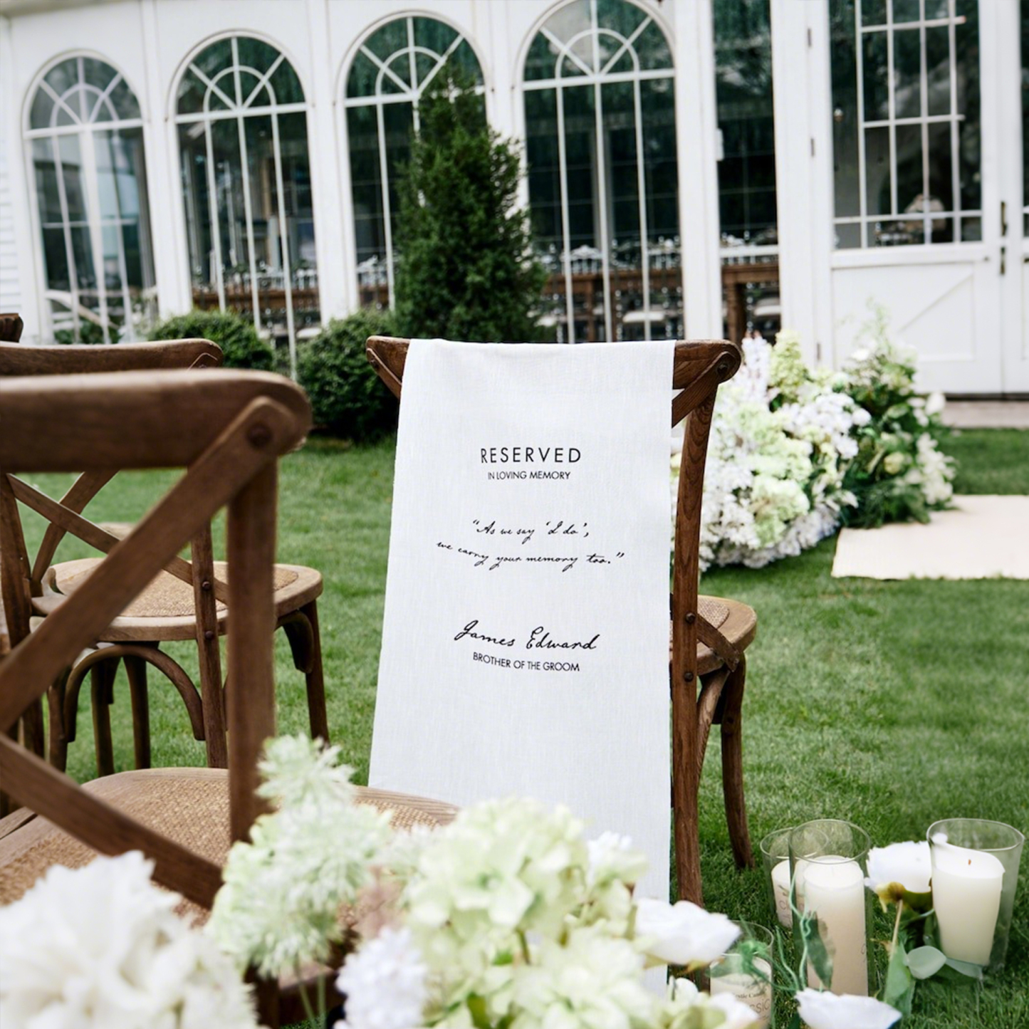 Custom Loving Memory Line Chair Banner, Wedding Sign, Wedding Decor, Remembrance Ceremony Decoration