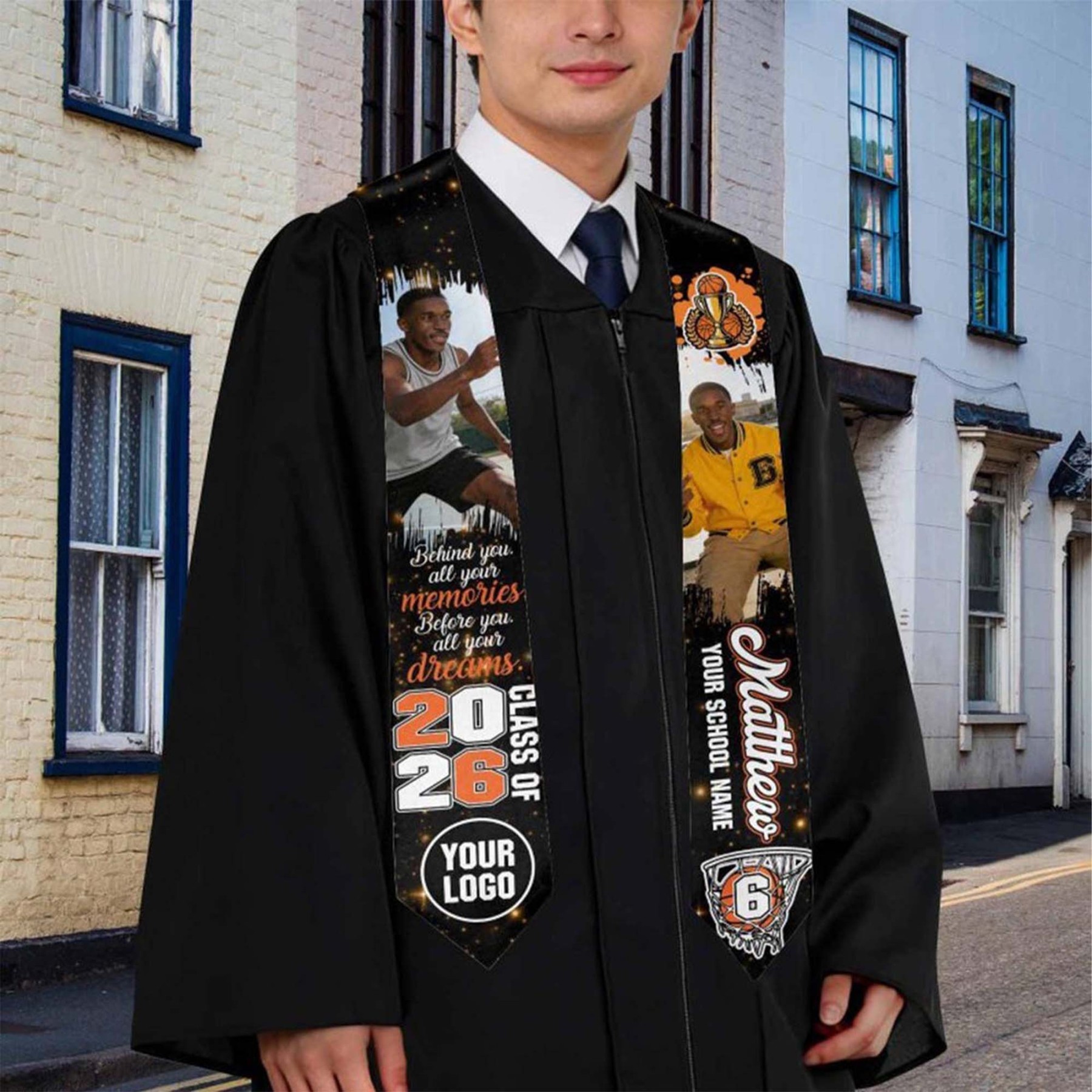 Personalized Photo Graduation Stole, Class of 2026, Personalized Sash, Graduation Gift, Gift for Graduates