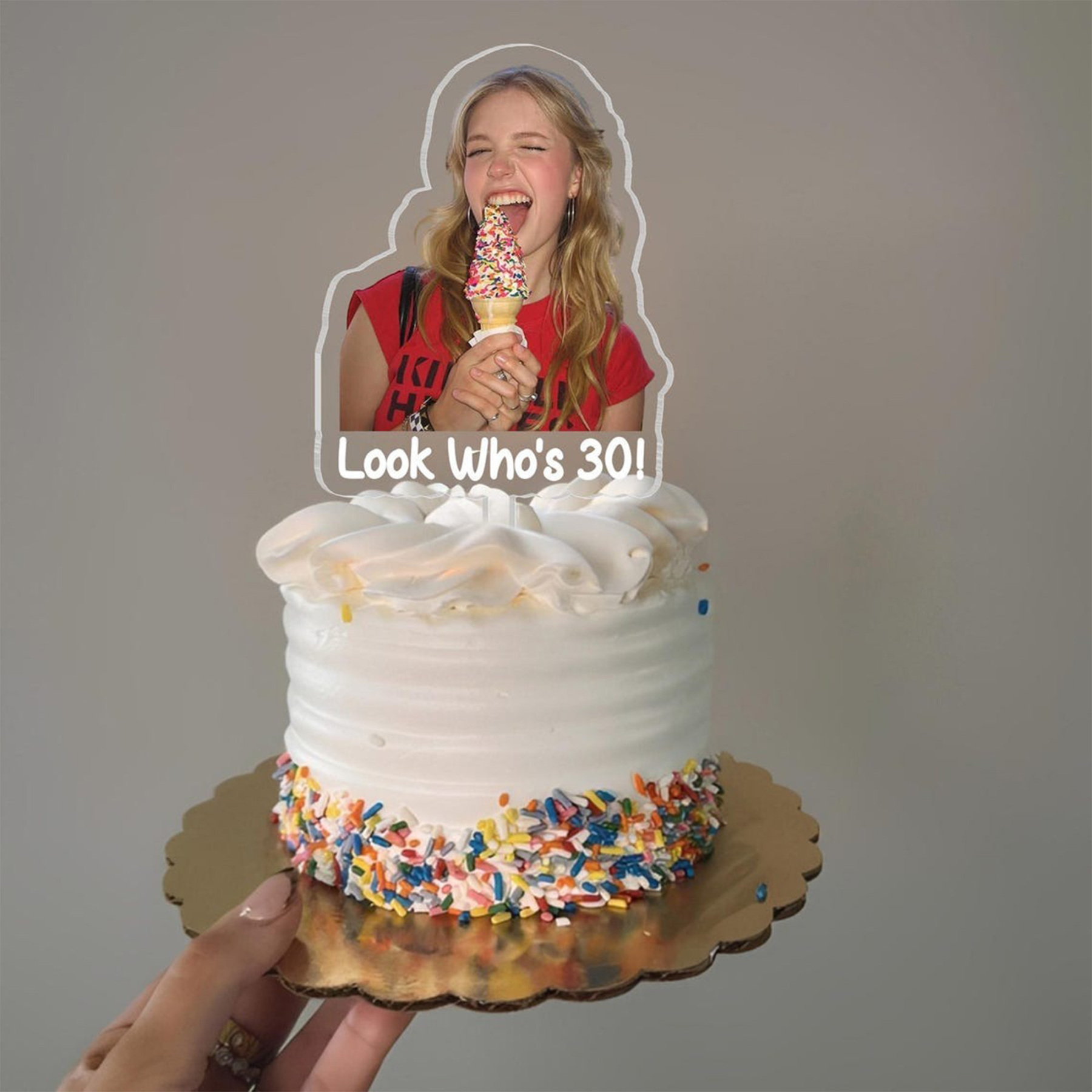 Custom Retro Photo Acrylic Cake Topper, Vintage Cake Topper, Personalized Photo Cake Topper, Birthday Party Favor