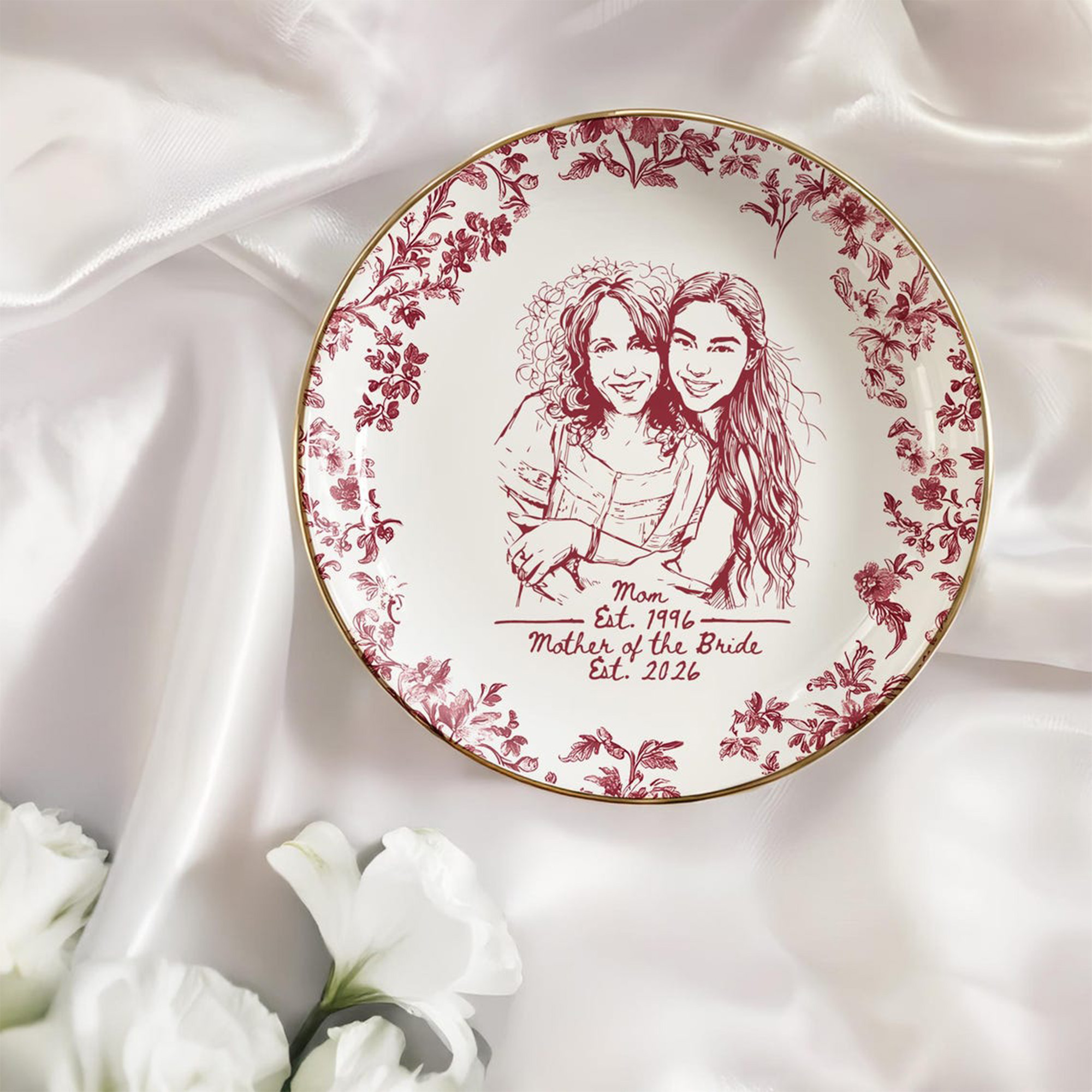 Custom Photo Jewelry Dish, Mother's Day Gift, Personalized Ring Dish, Wedding Gift from Daughter