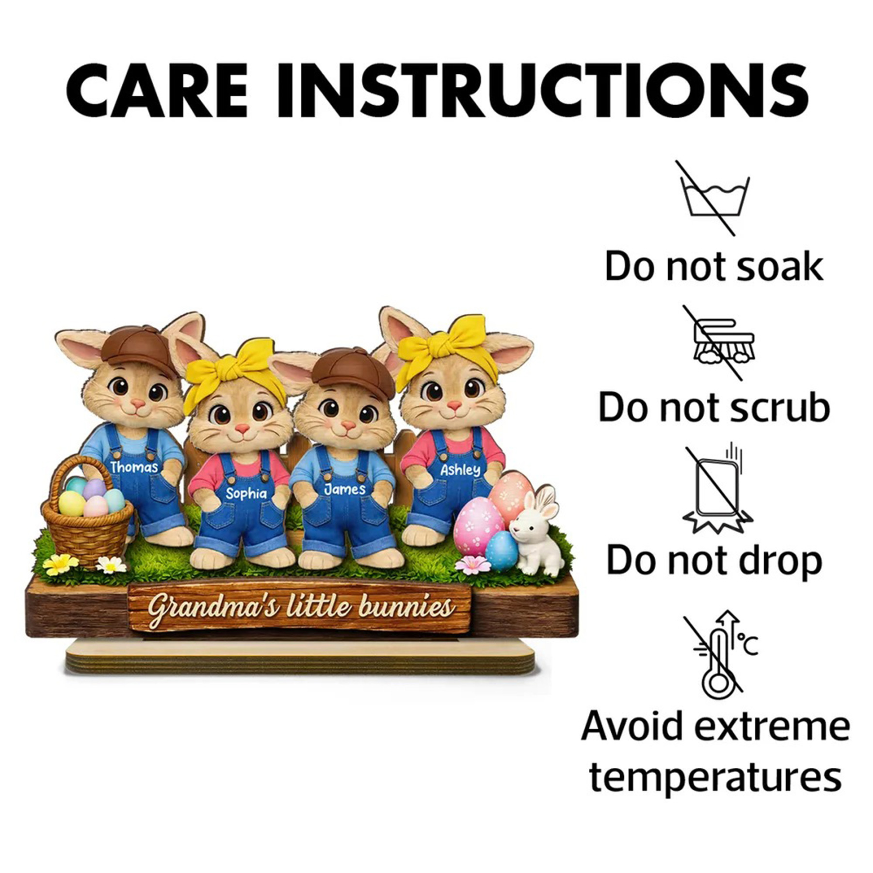 Customized Easter Wooden Plaque, Grandma's Little Bunnies, Gift for Grandma