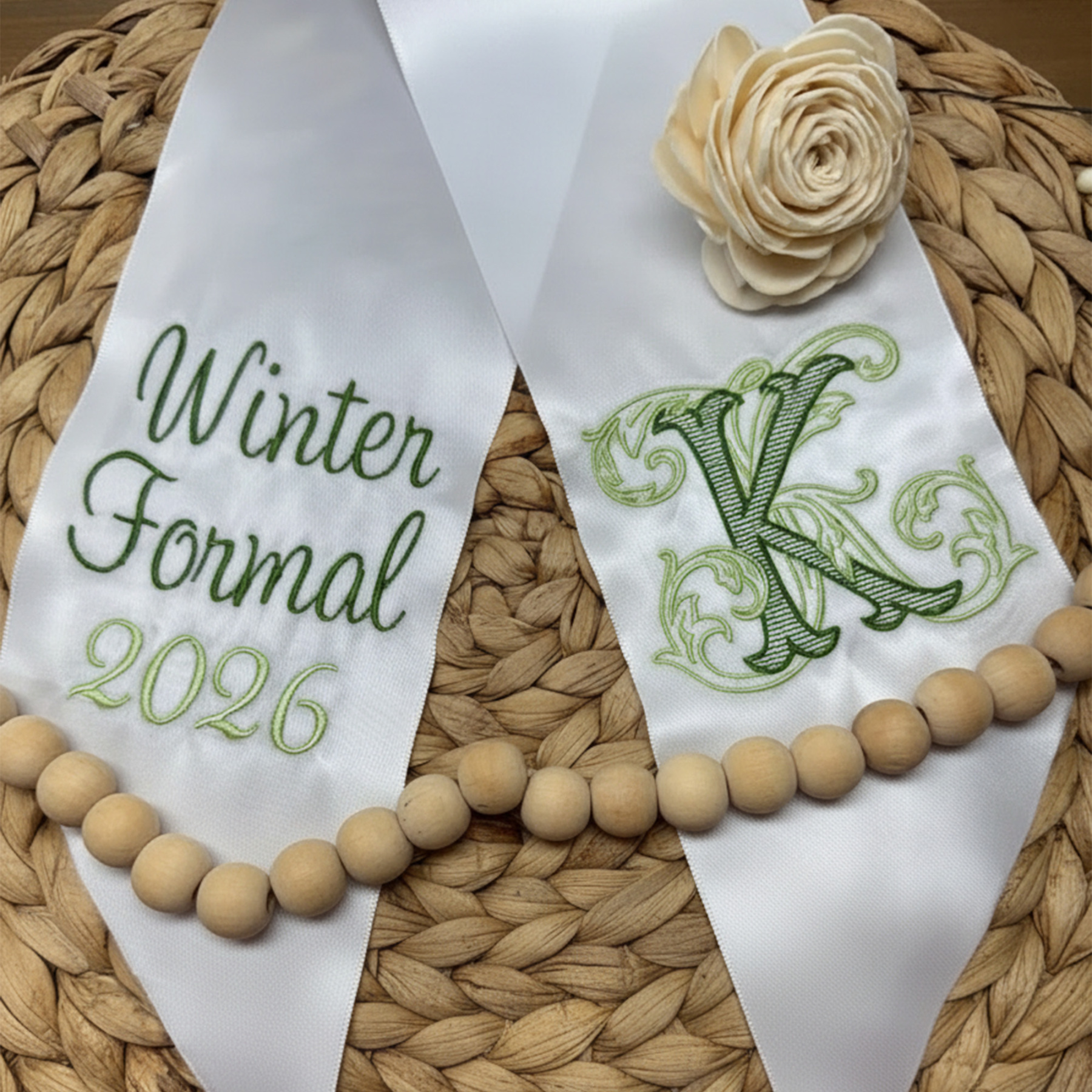 Personalized Embroidered Satin Bouquet Sash, Graduation Gift, Class of 2026