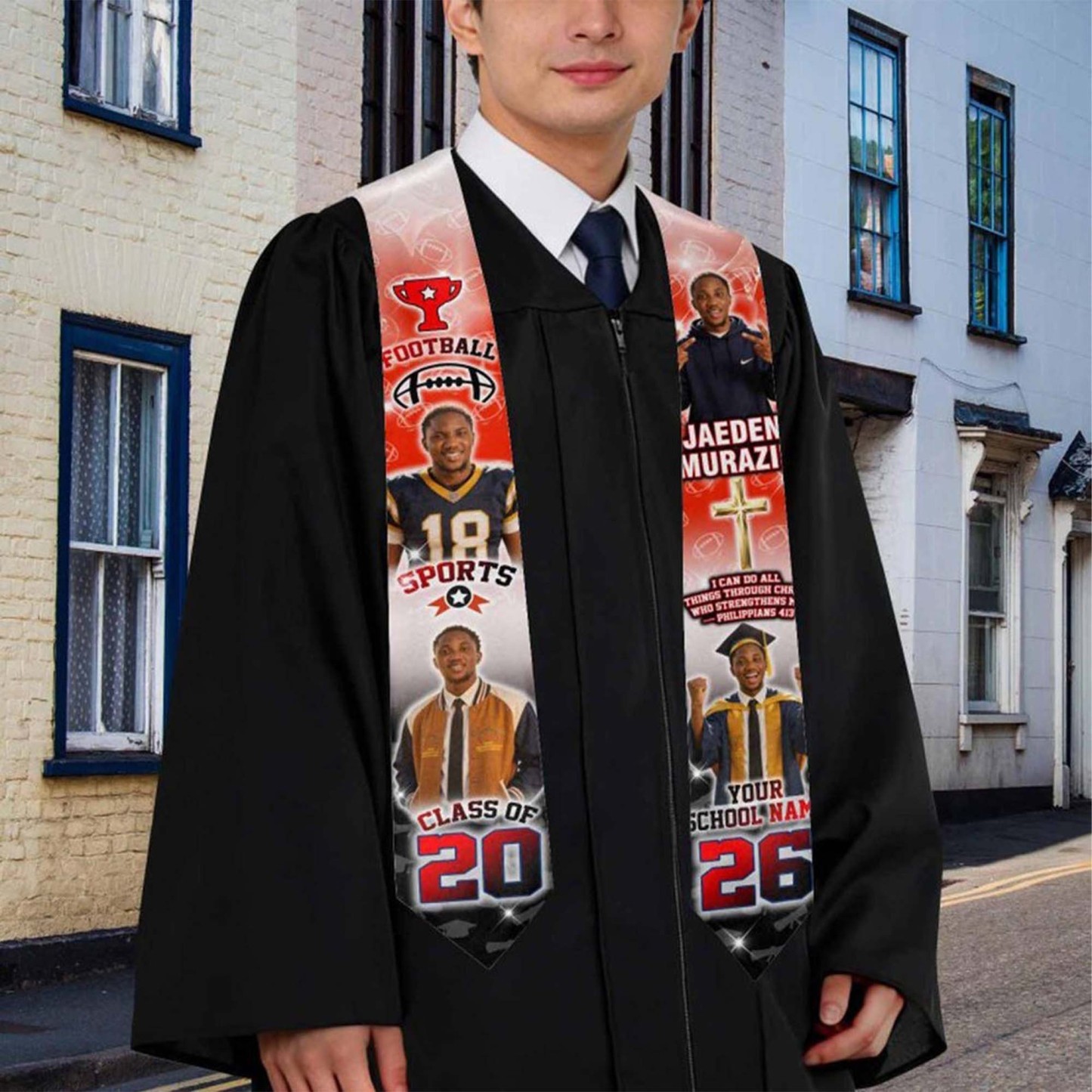 Personalized Photo Graduation Stole, Class of 2026, Personalized Sash, Graduation Gift, Gift for Graduates