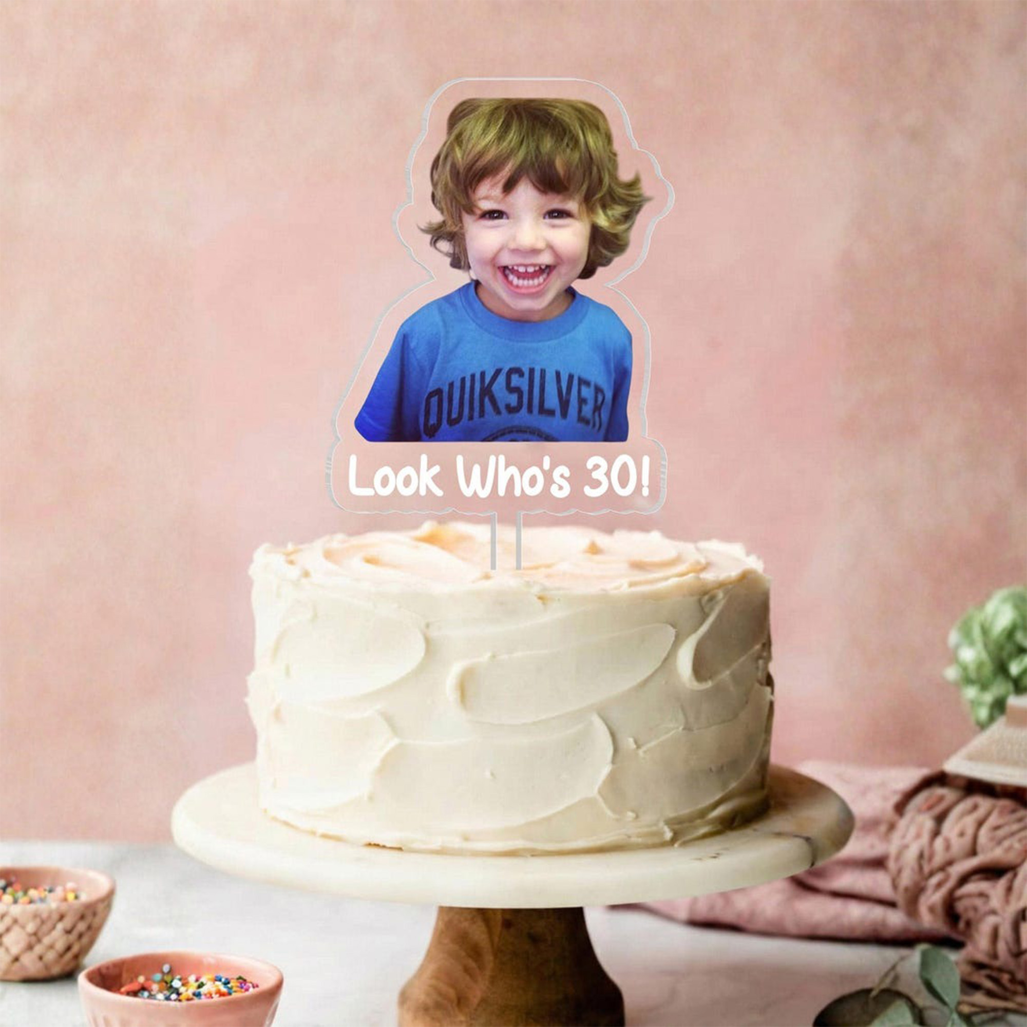 Custom Retro Photo Acrylic Cake Topper, Vintage Cake Topper, Personalized Photo Cake Topper, Birthday Party Favor