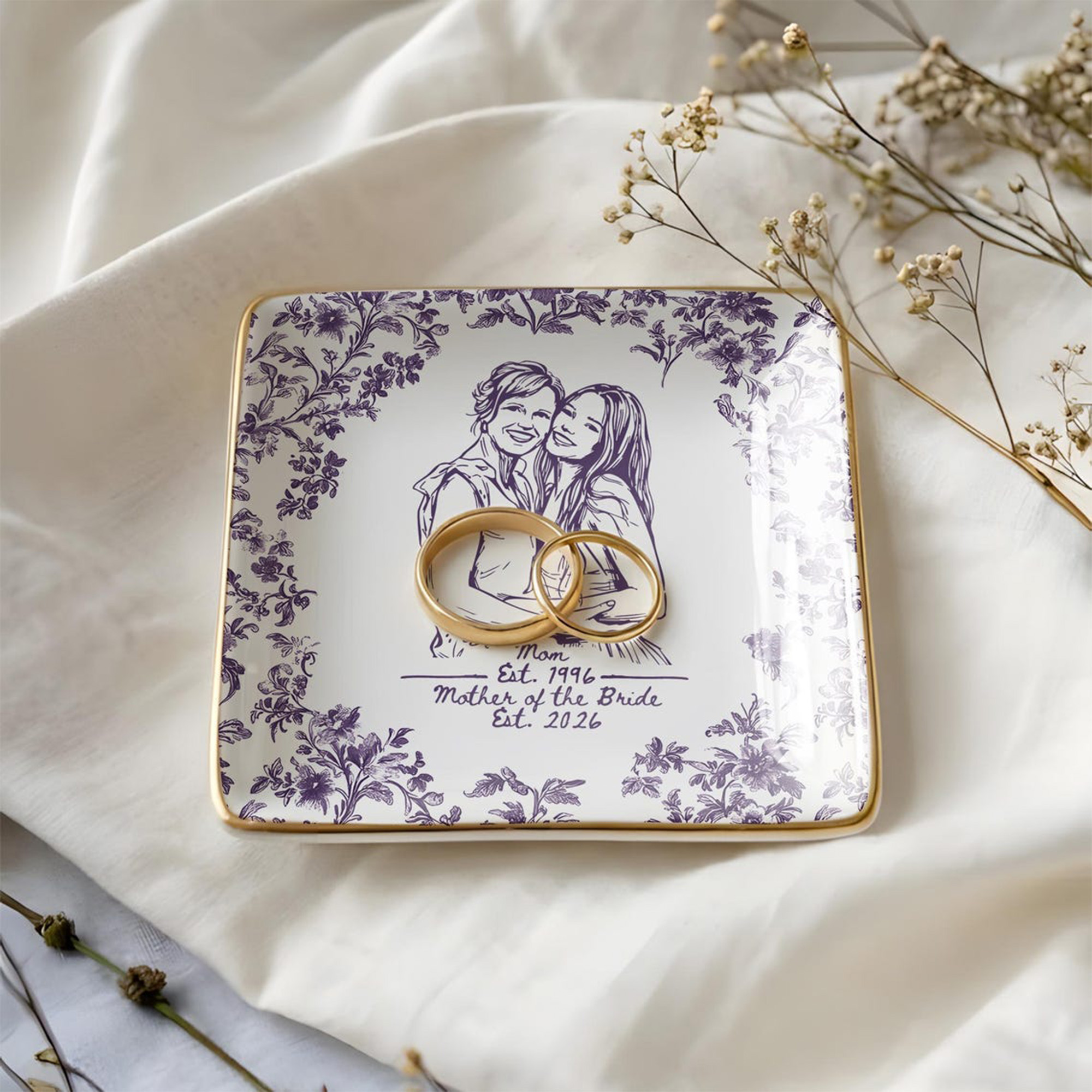 Custom Photo Jewelry Dish, Mother's Day Gift, Personalized Ring Dish, Wedding Gift from Daughter