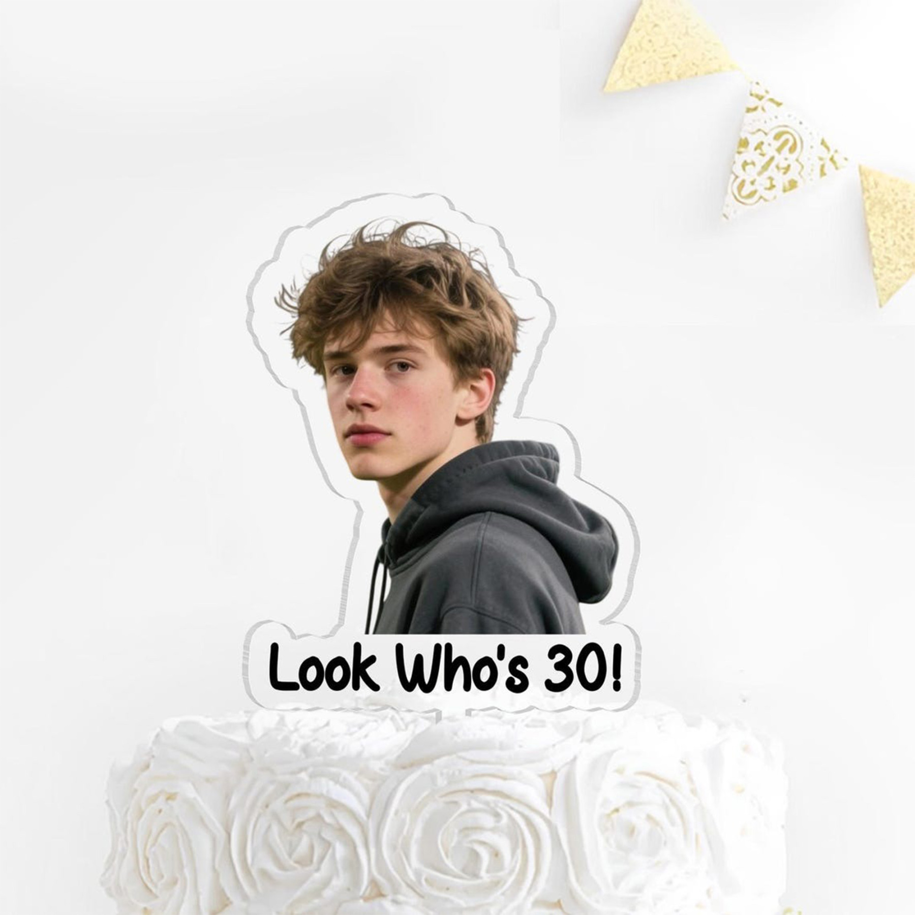 Custom Retro Photo Acrylic Cake Topper, Vintage Cake Topper, Personalized Photo Cake Topper, Birthday Party Favor