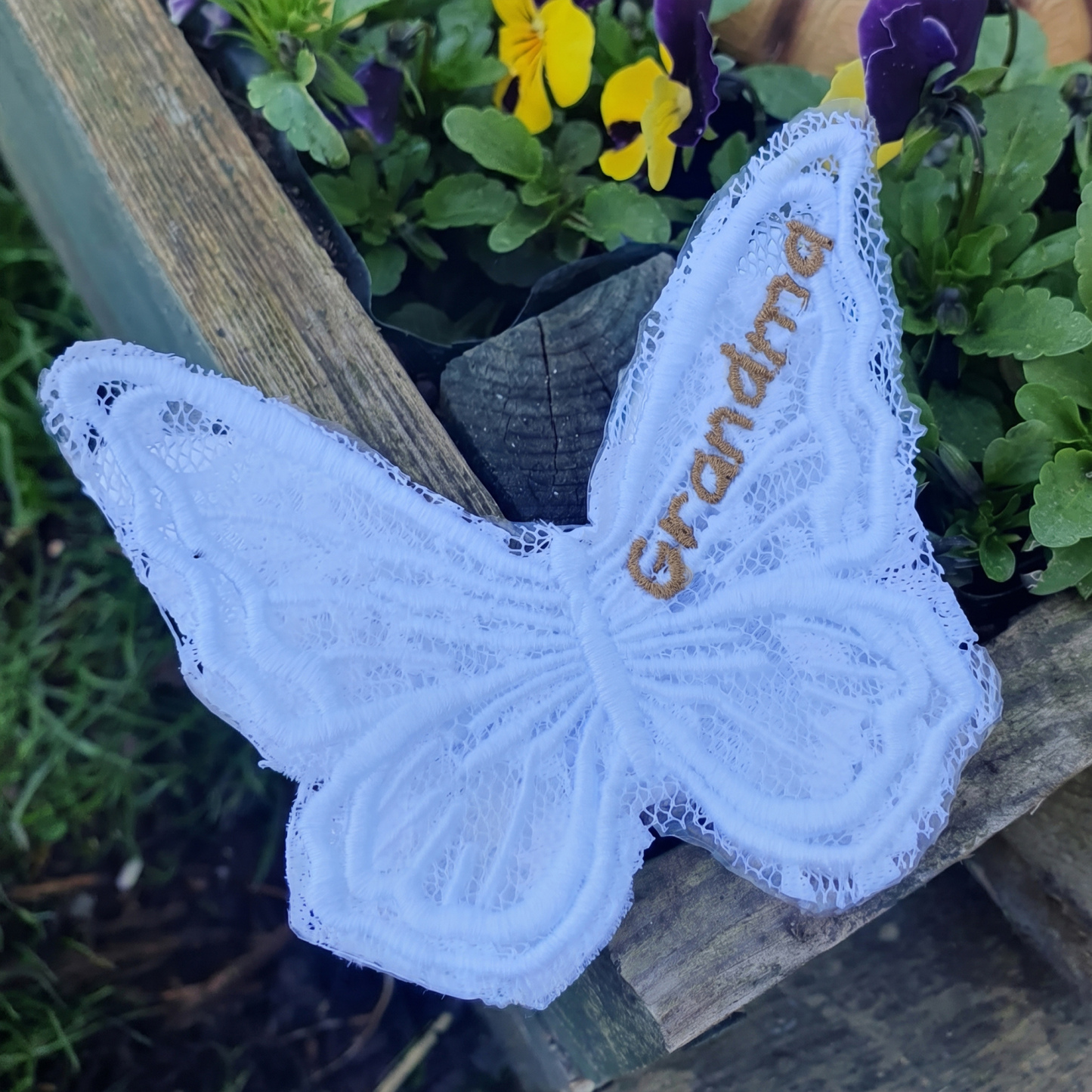 Personalized Embroidered Text Butterfly Patch, Sew-On Applique Butterflies, Elegant Keepsake, Something Blue, Wedding Gift