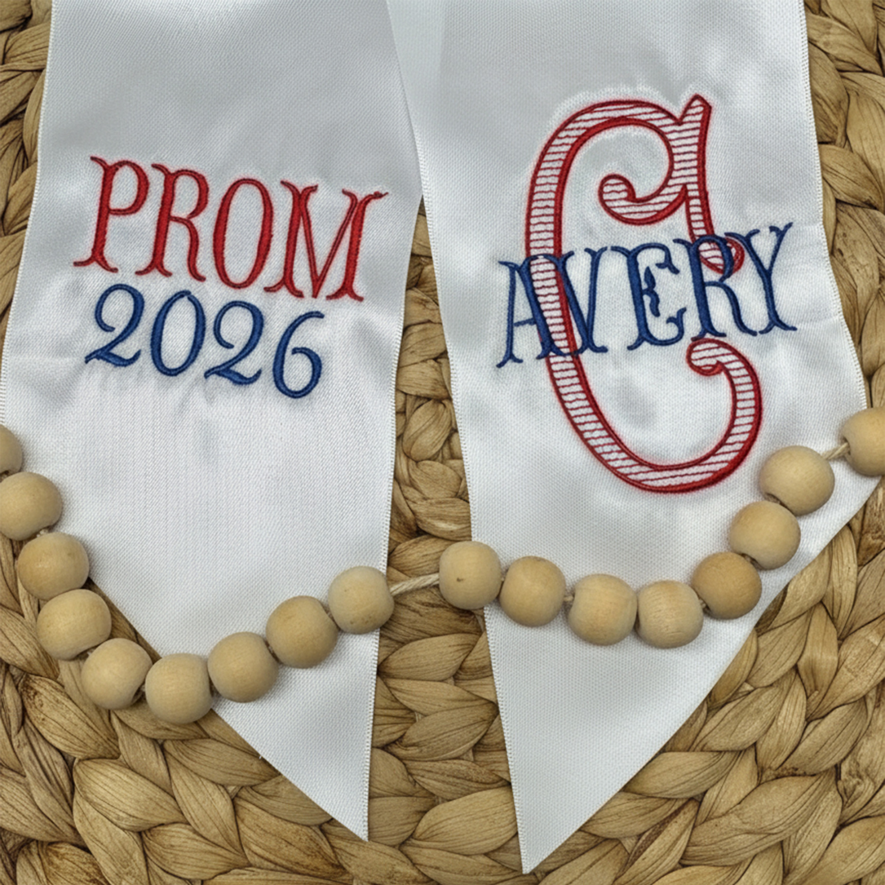 Personalized Embroidered Satin Bouquet Sash, Graduation Gift, Class of 2026