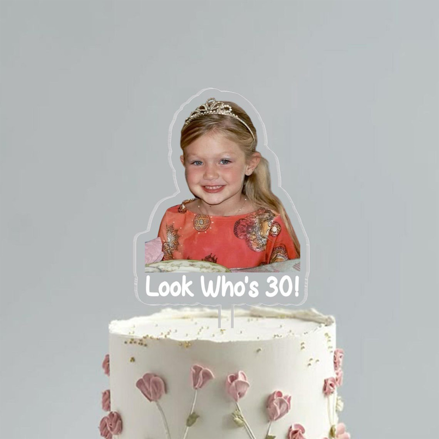 Custom Retro Photo Acrylic Cake Topper, Vintage Cake Topper, Personalized Photo Cake Topper, Birthday Party Favor