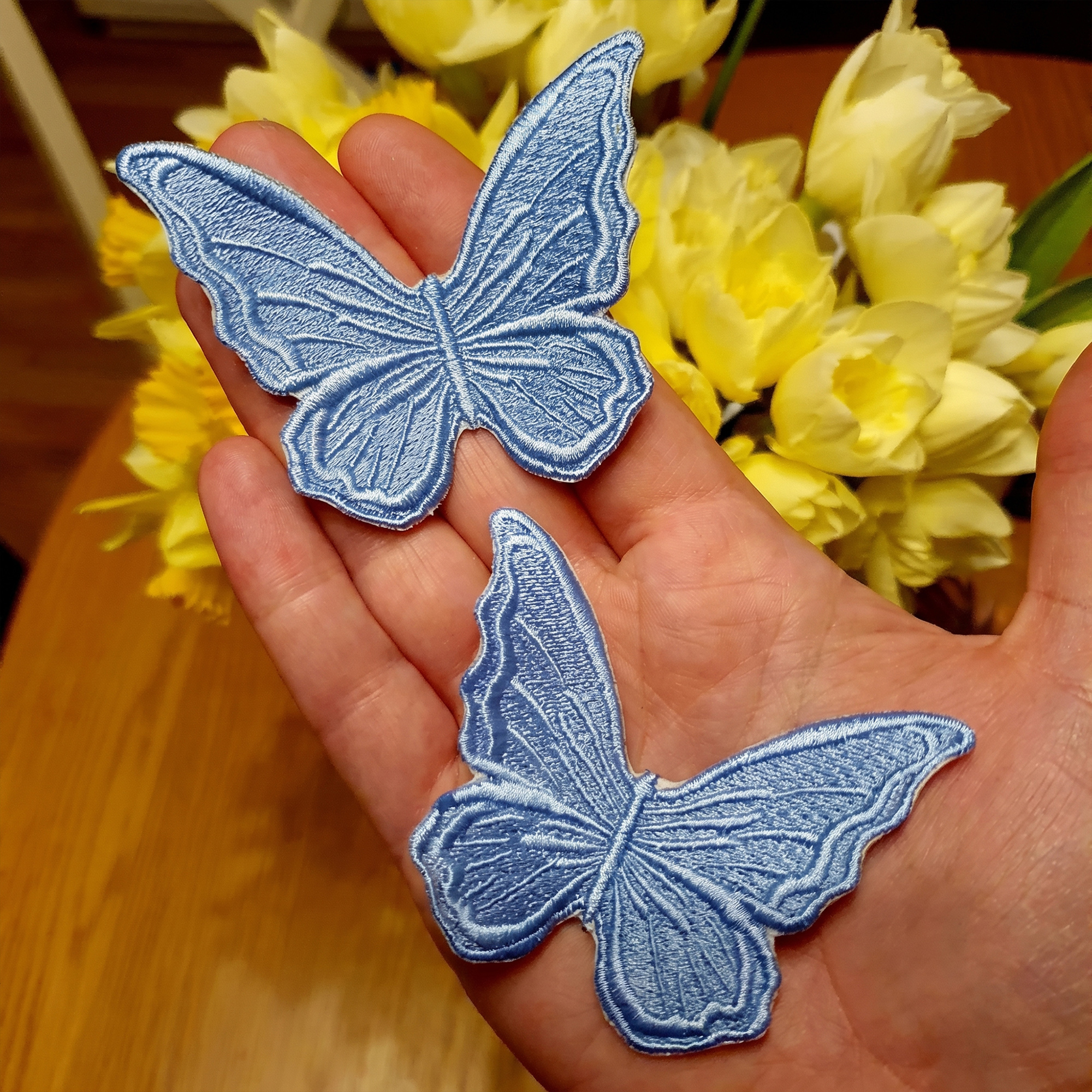 Personalized Embroidered Text Butterfly Patch, Sew-On Applique Butterflies, Elegant Keepsake, Something Blue, Wedding Gift